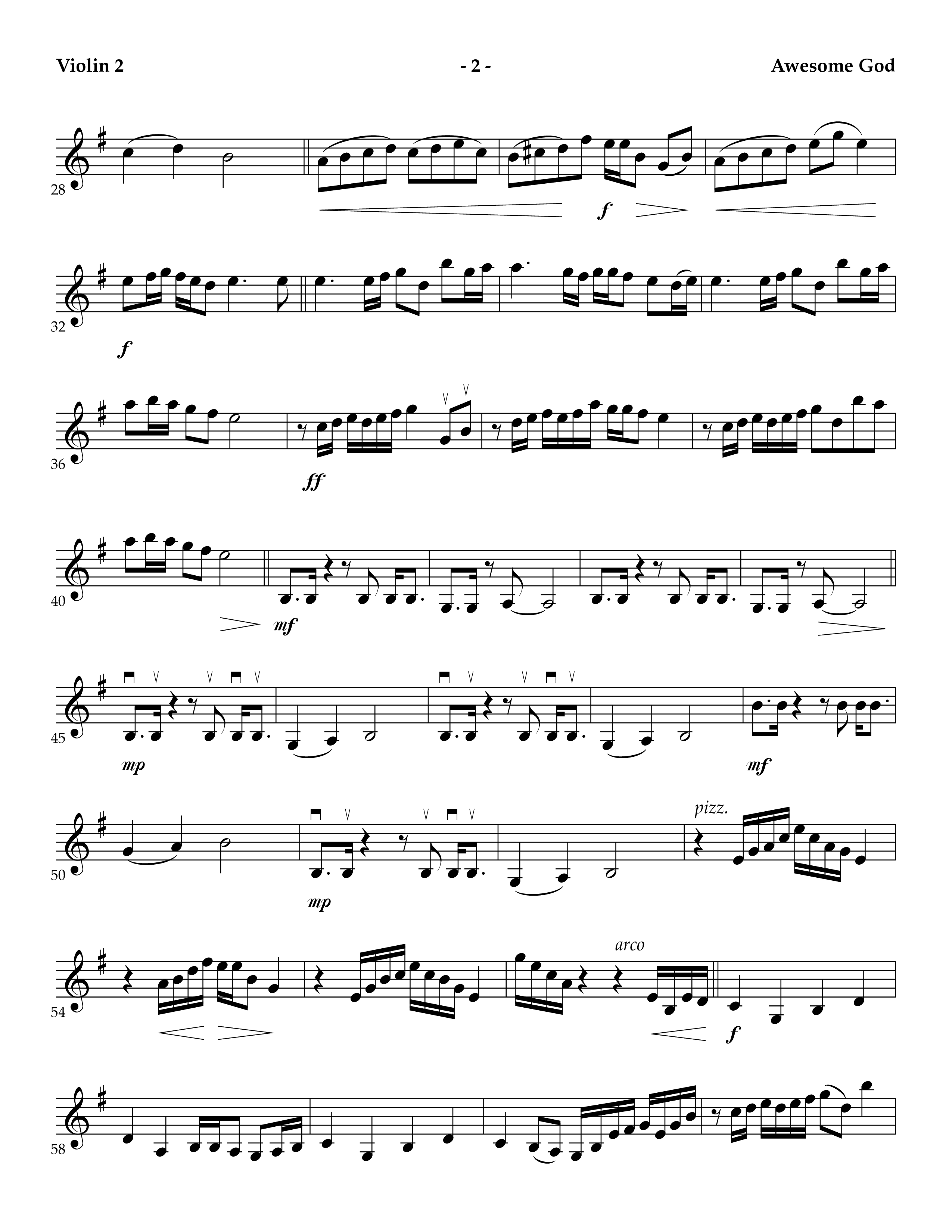 Awesome God (Instrumental) Violin 2 (Lifeway Worship / Arr. Mark Johnson)