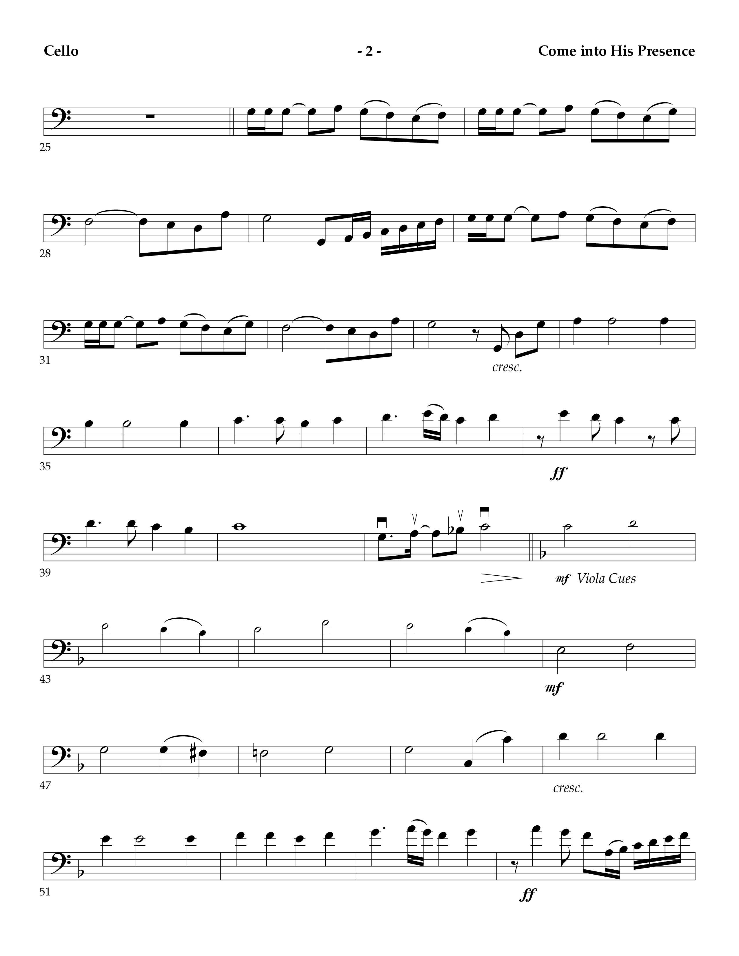 Come Into His Presence (Instrumental) Cello (Lifeway Worship / Arr. Mark Johnson)