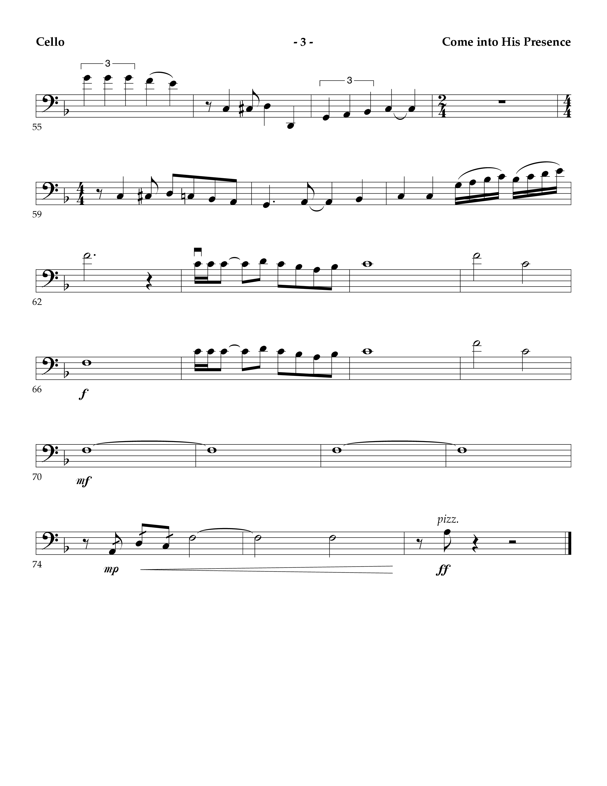 Come Into His Presence (Instrumental) Cello (Lifeway Worship / Arr. Mark Johnson)