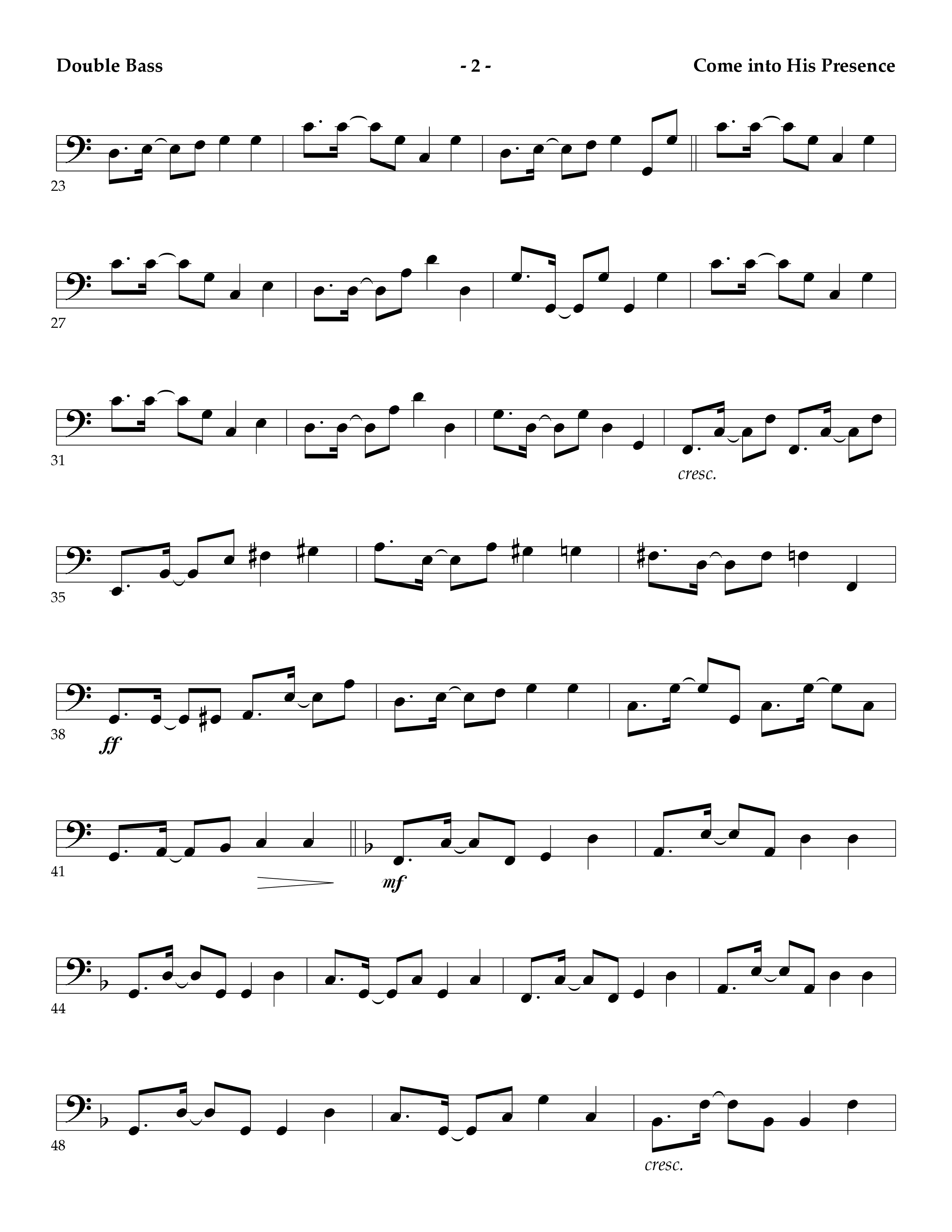 Come Into His Presence (Instrumental) Double Bass (Lifeway Worship / Arr. Mark Johnson)