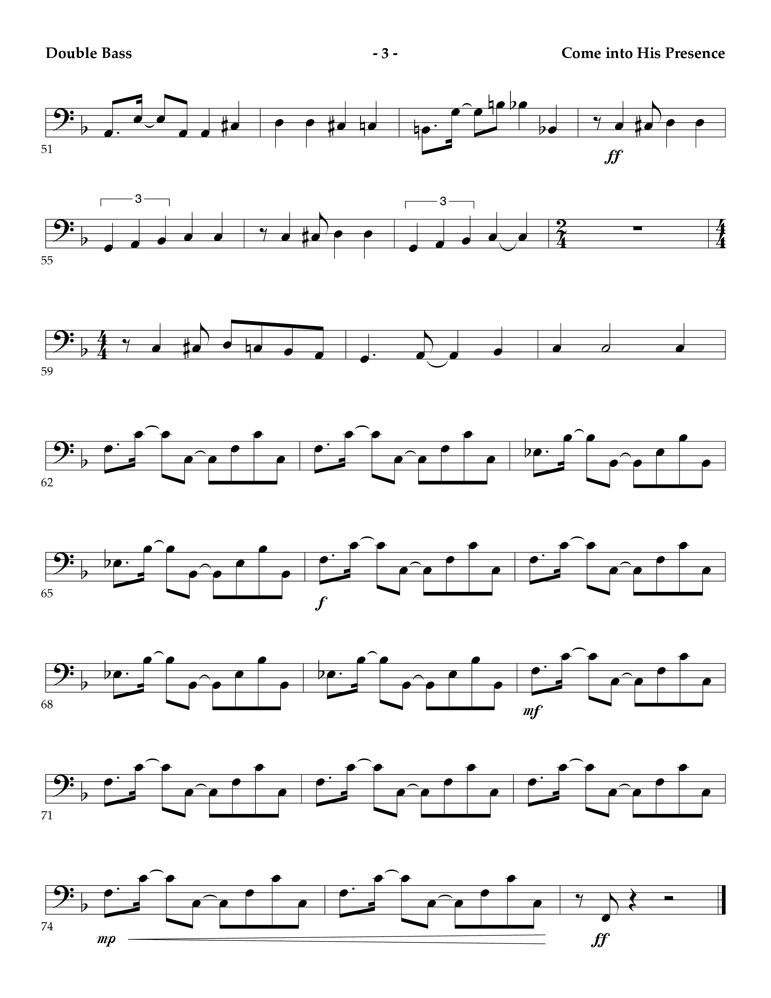 Come Into His Presence (Instrumental) Double Bass (Lifeway Worship / Arr. Mark Johnson)