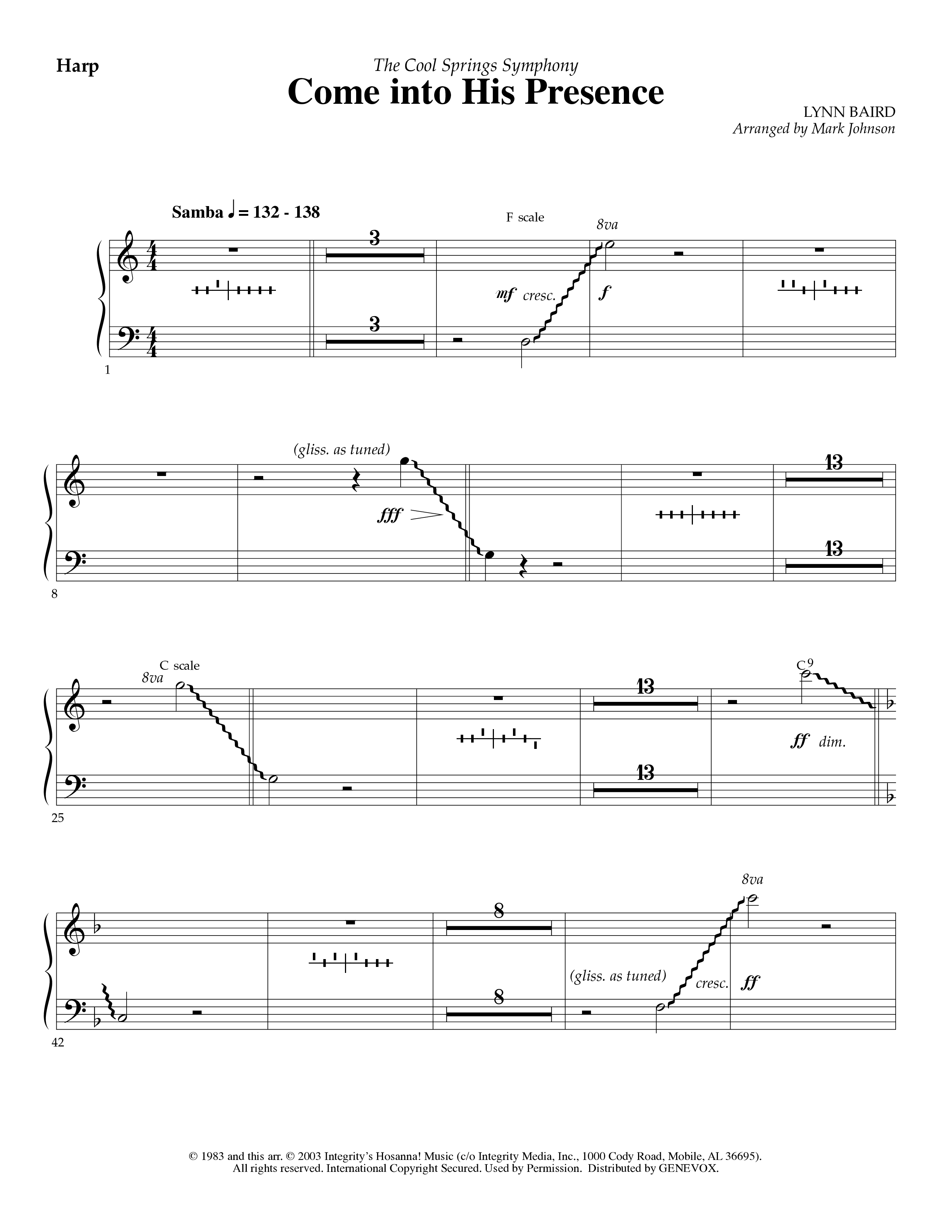 Come Into His Presence (Instrumental) Harp (Lifeway Worship / Arr. Mark Johnson)