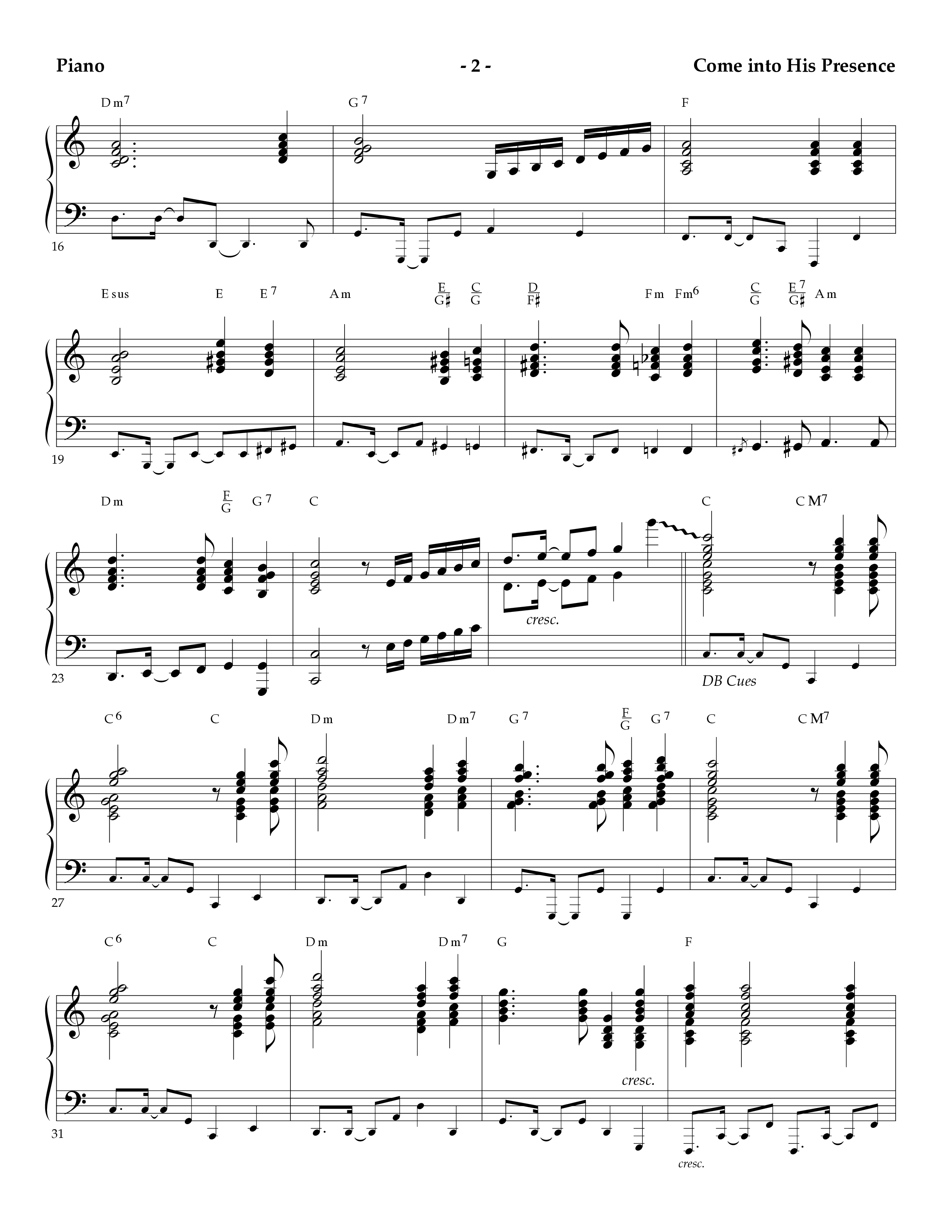 Come Into His Presence (Instrumental) Piano Sheet (Lifeway Worship / Arr. Mark Johnson)