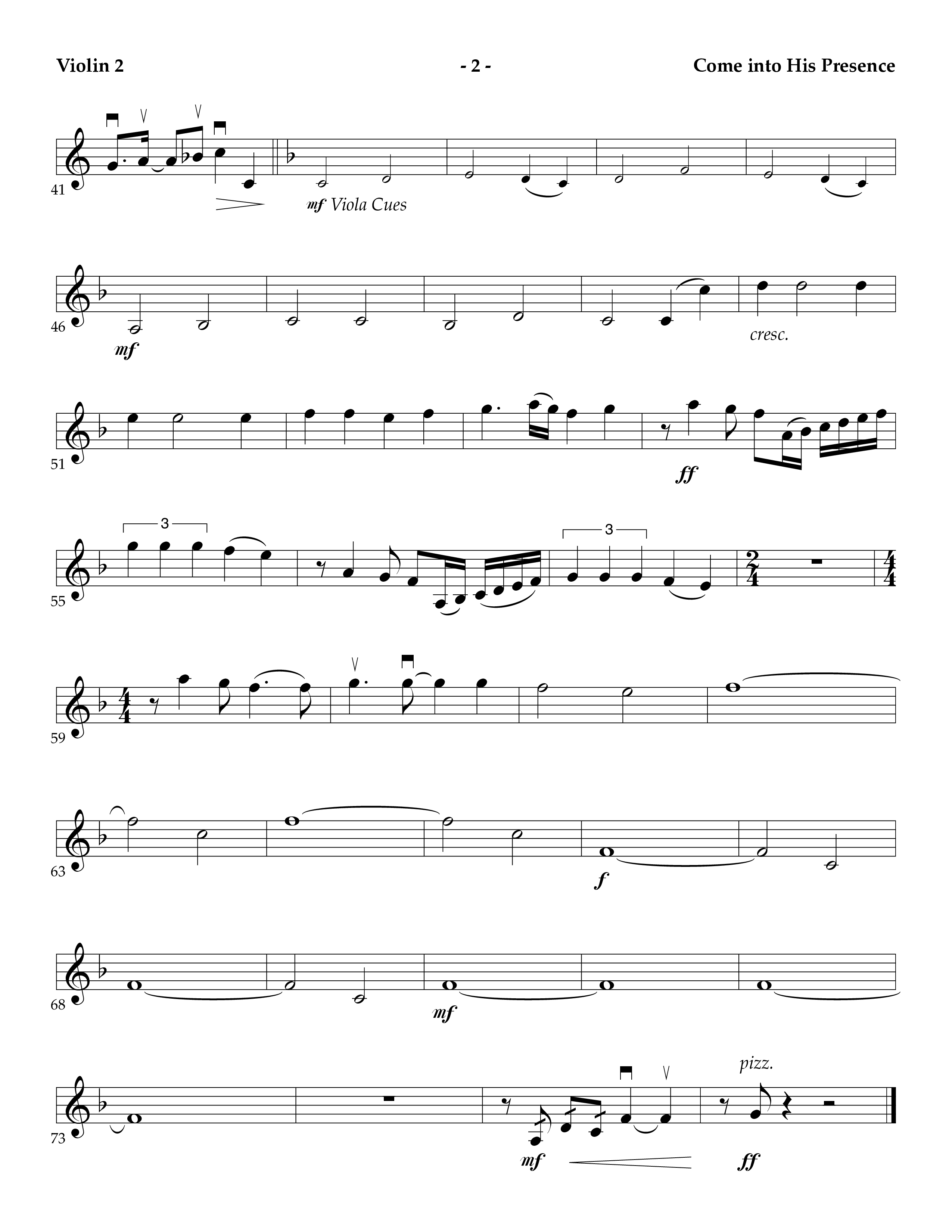 Come Into His Presence (Instrumental) Violin 2 (Lifeway Worship / Arr. Mark Johnson)