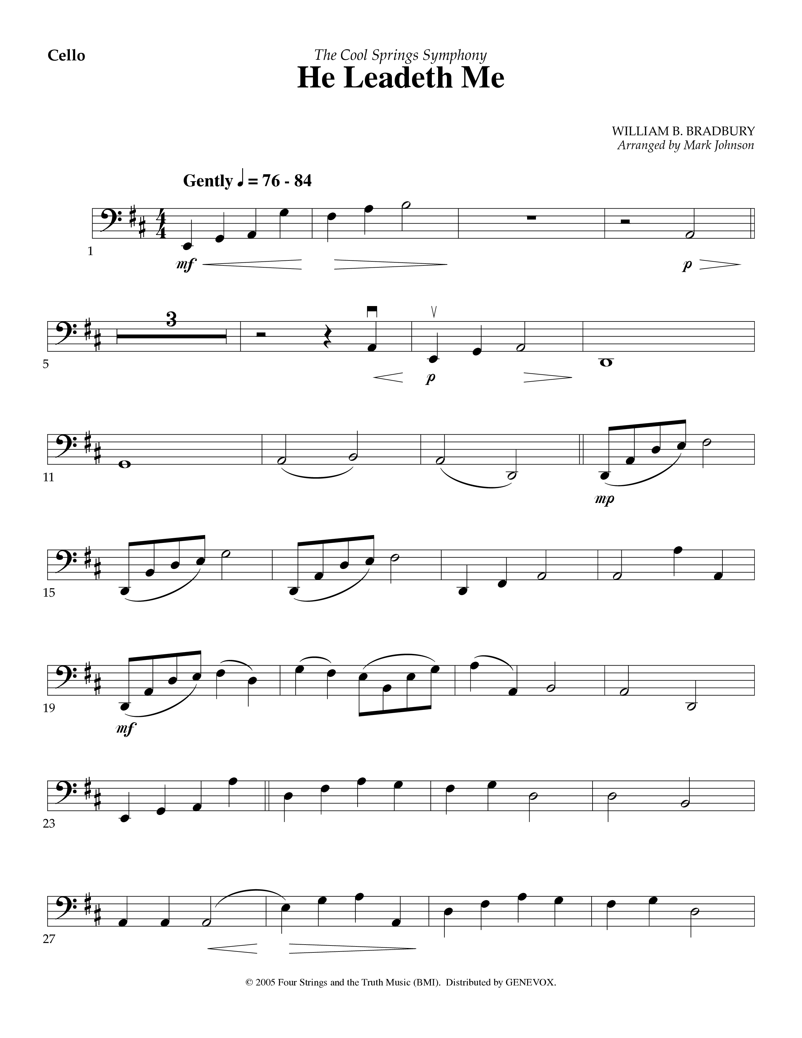 He Leadeth Me (Instrumental) Cello (Lifeway Worship / Arr. Mark Johnson)