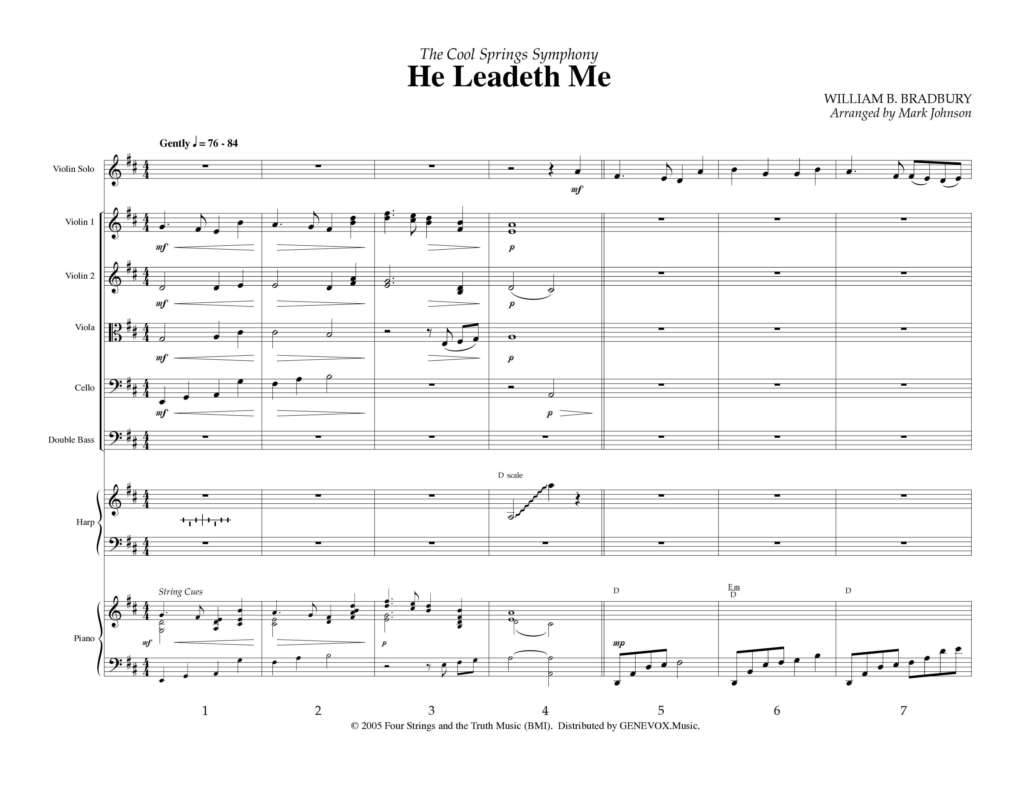 He Leadeth Me (Instrumental) Conductor's Score (Lifeway Worship / Arr. Mark Johnson)