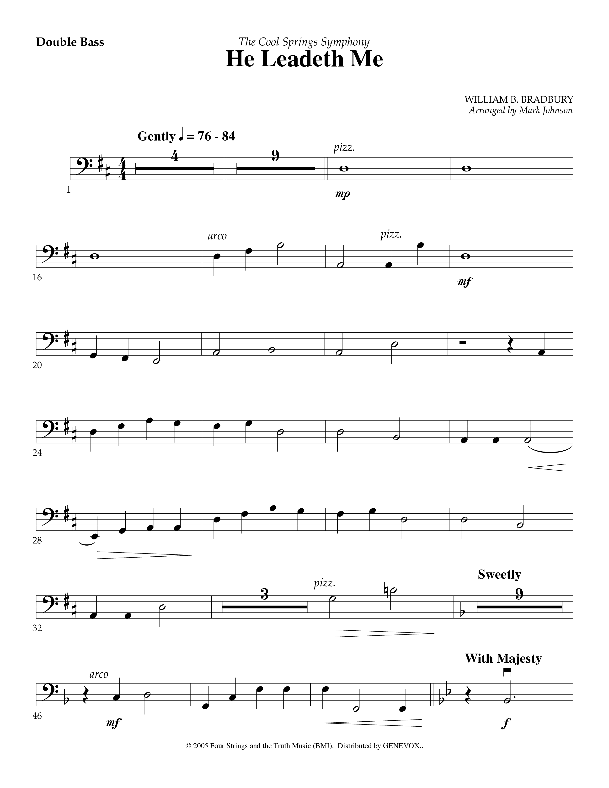 He Leadeth Me (Instrumental) Double Bass (Lifeway Worship / Arr. Mark Johnson)