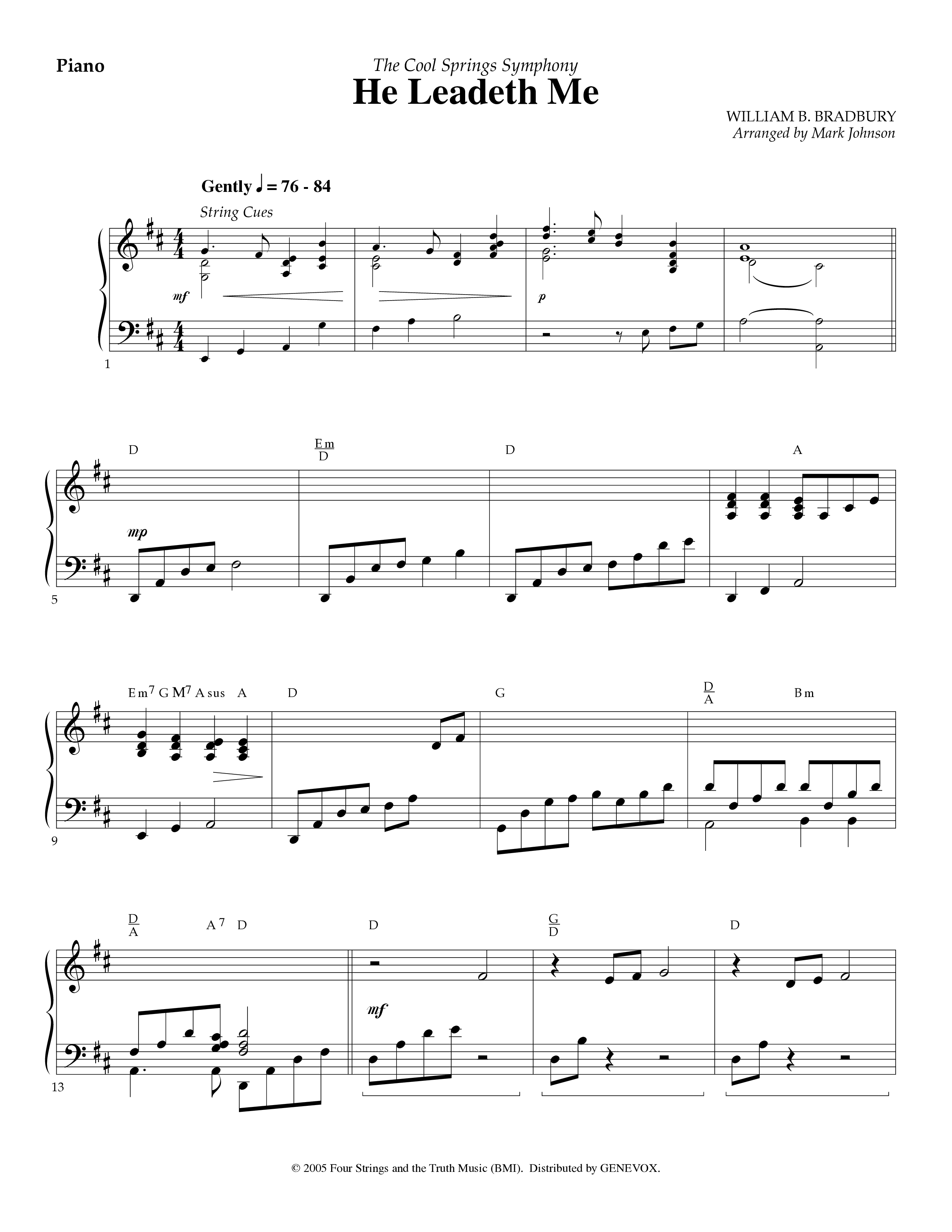 He Leadeth Me (Instrumental) Piano Sheet (Lifeway Worship / Arr. Mark Johnson)