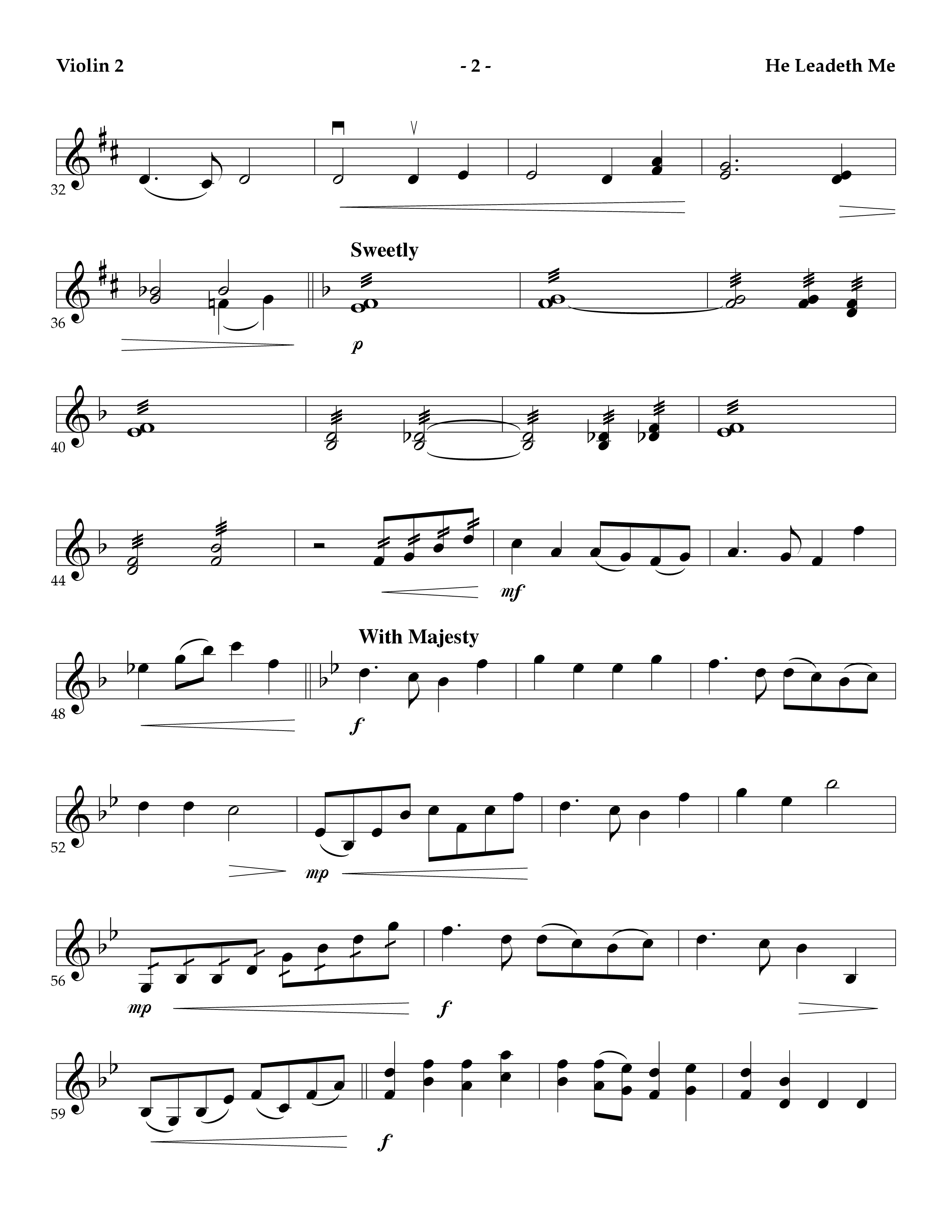 He Leadeth Me (Instrumental) Violin 2 (Lifeway Worship / Arr. Mark Johnson)