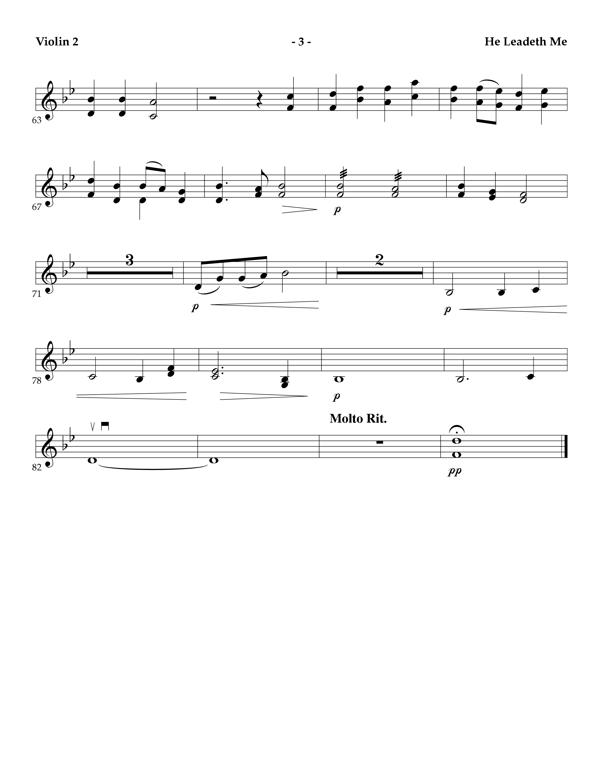 He Leadeth Me (Instrumental) Violin 2 (Lifeway Worship / Arr. Mark Johnson)