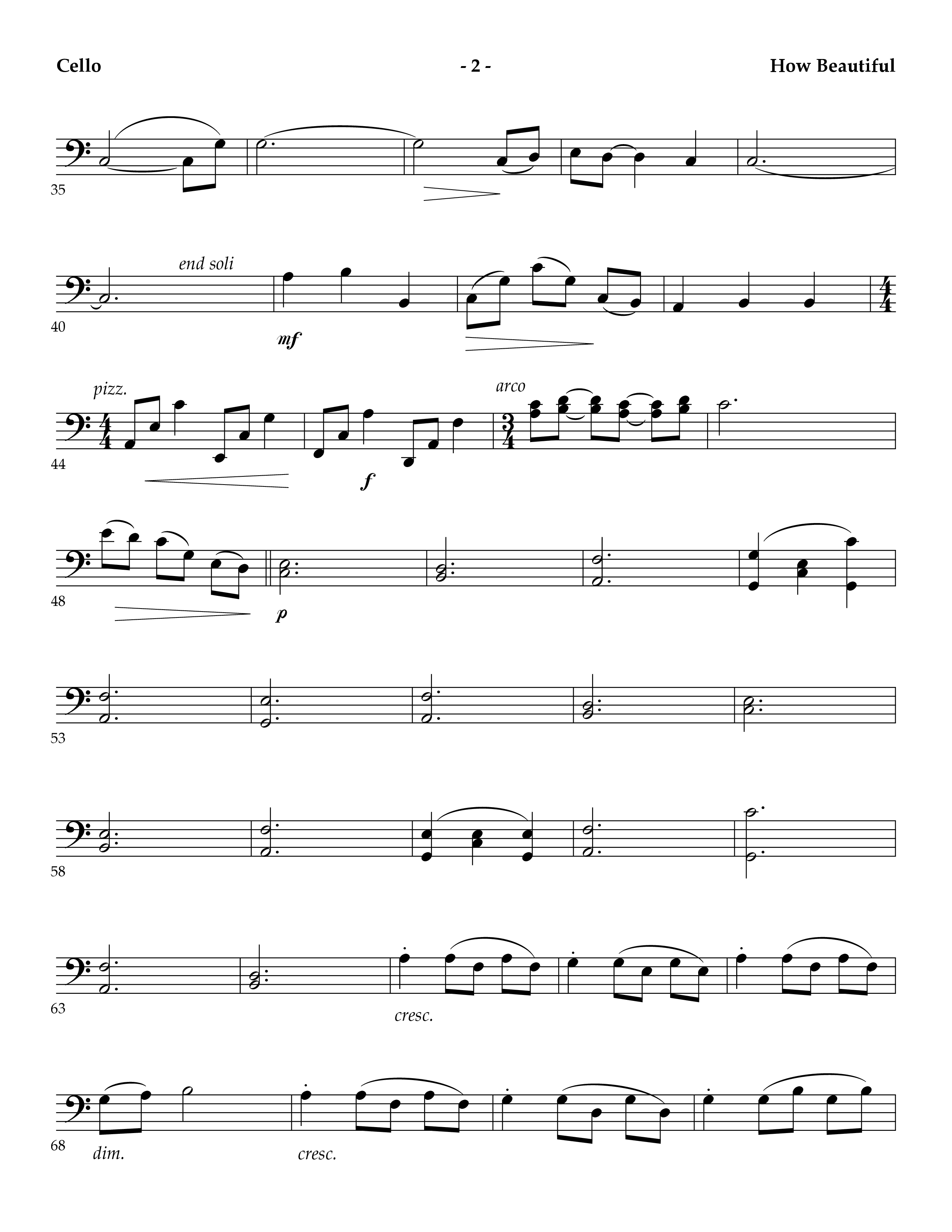 How Beautiful (Instrumental) Cello (Lifeway Worship / Arr. Mark Johnson)