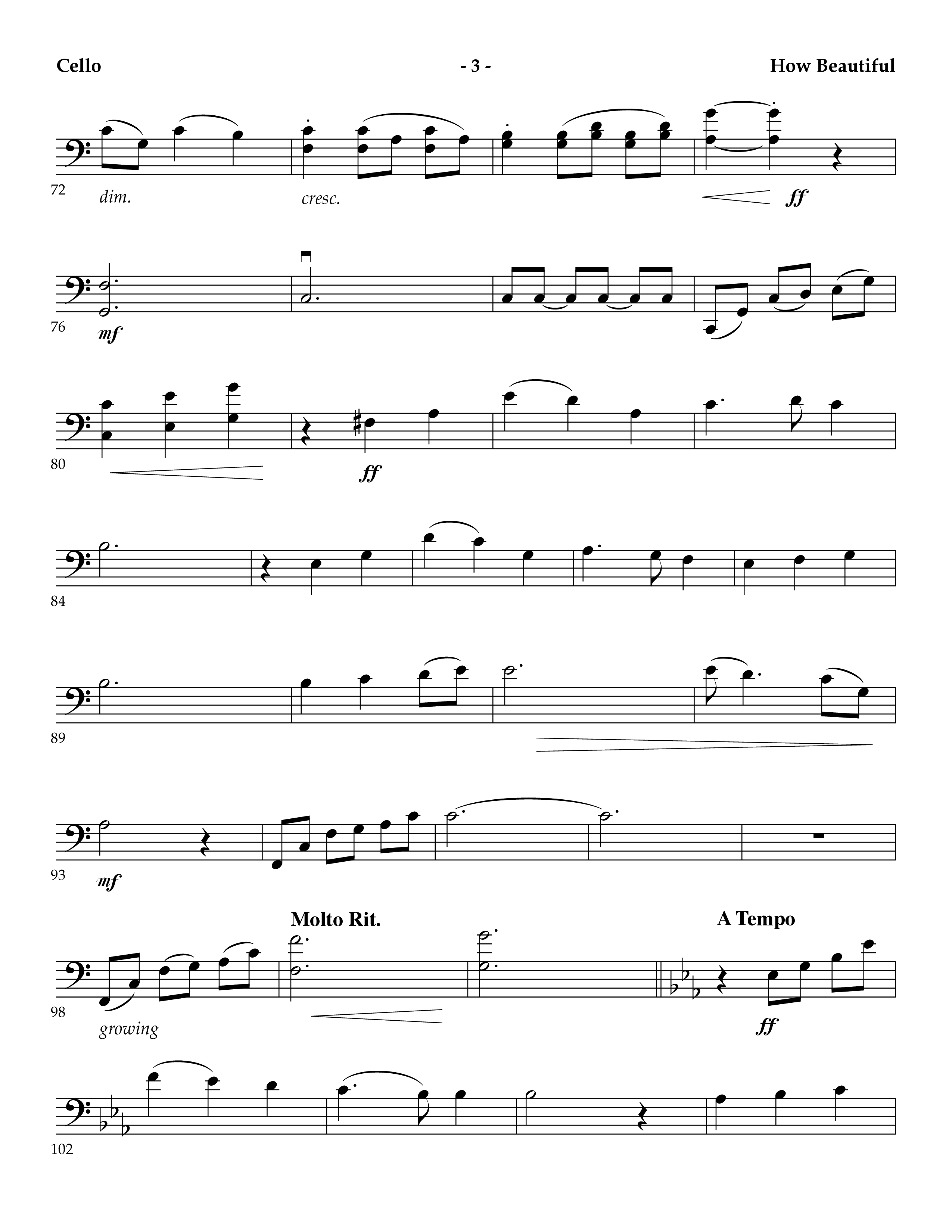 How Beautiful (Instrumental) Cello (Lifeway Worship / Arr. Mark Johnson)