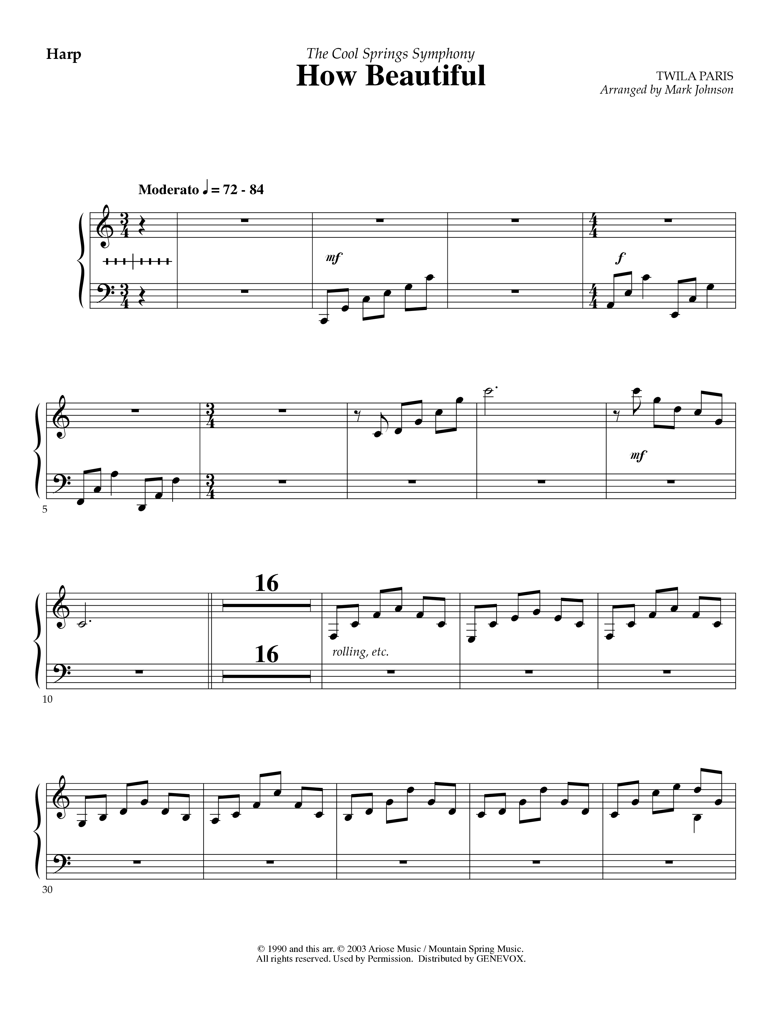 How Beautiful (Instrumental) Harp (Lifeway Worship / Arr. Mark Johnson)