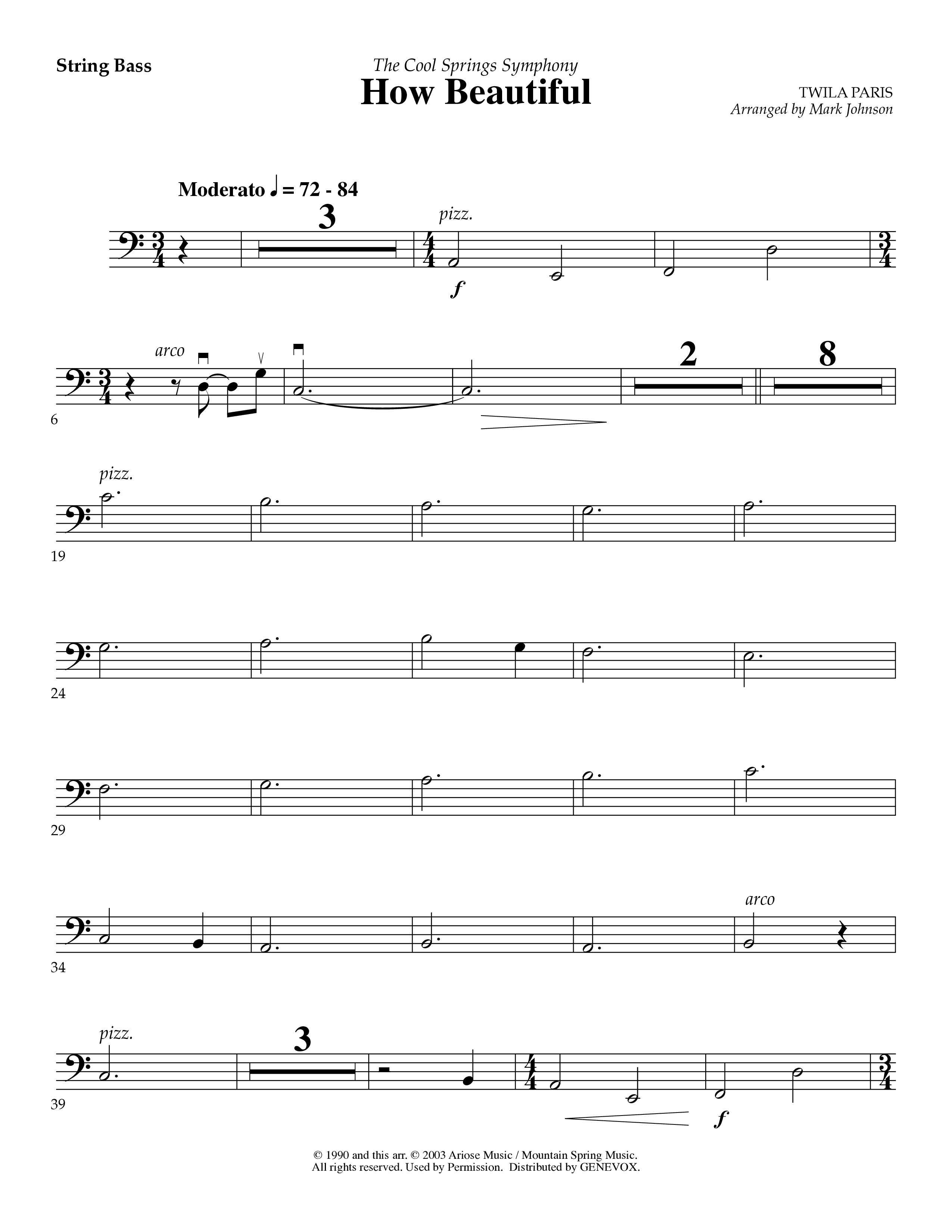 How Beautiful (Instrumental) String Bass (Lifeway Worship / Arr. Mark Johnson)