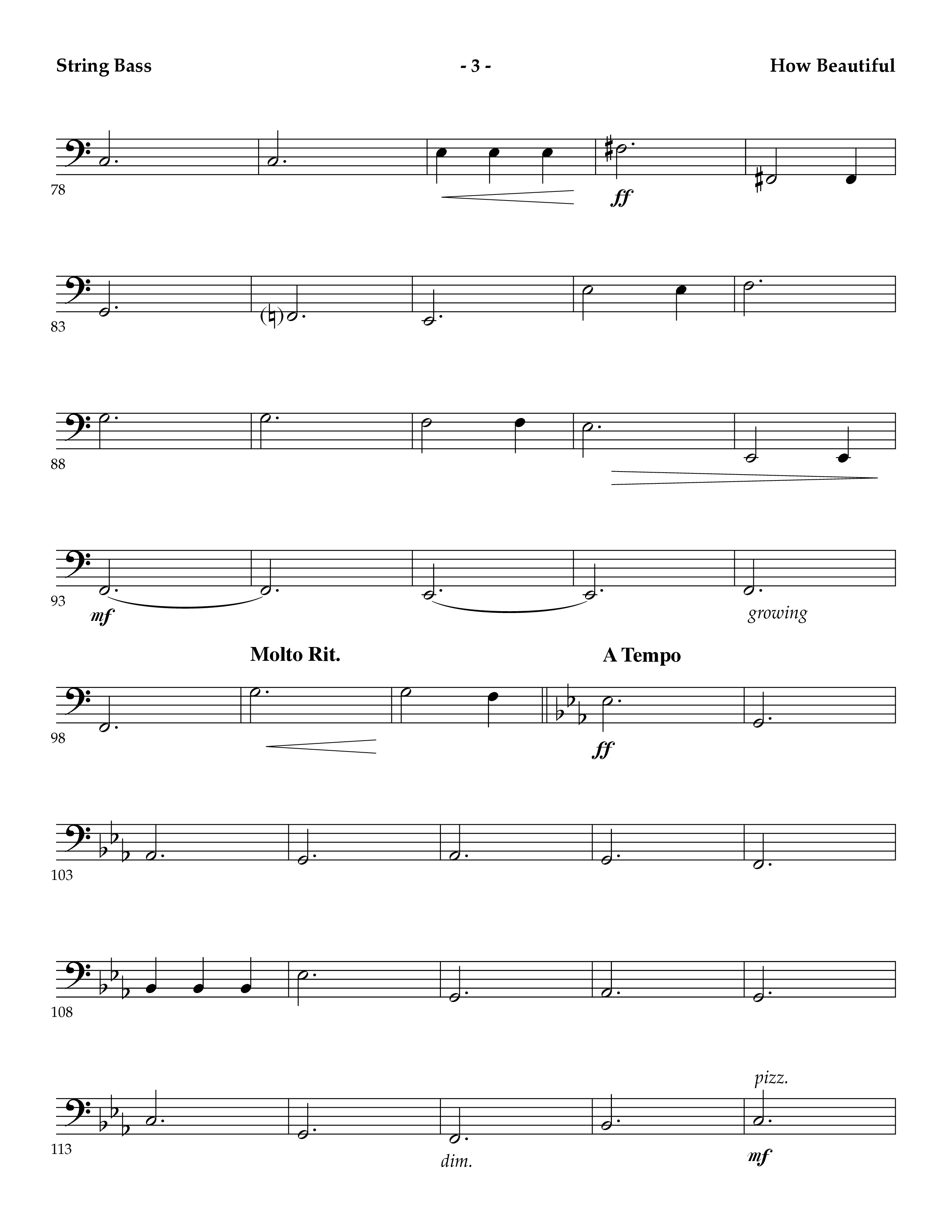 How Beautiful (Instrumental) String Bass (Lifeway Worship / Arr. Mark Johnson)