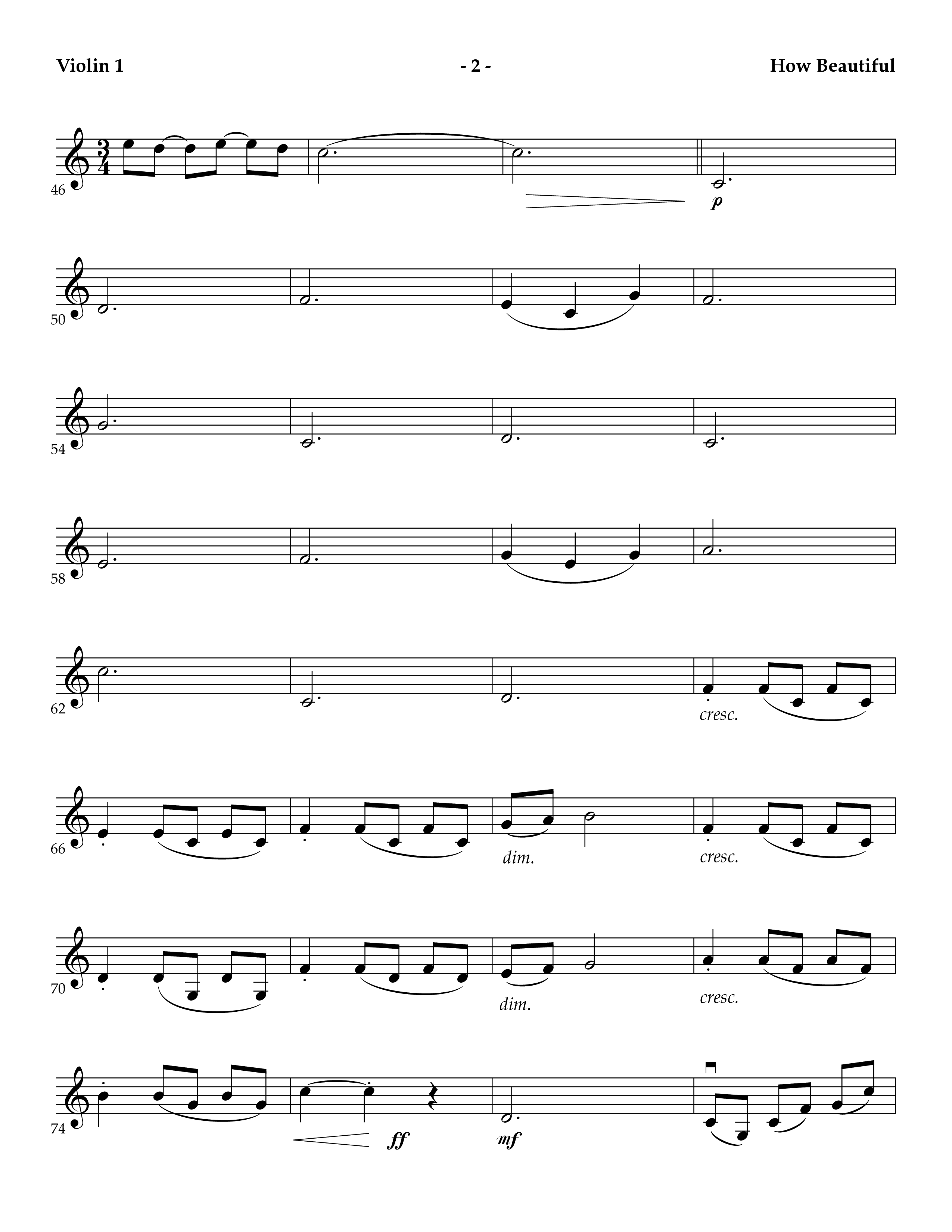 How Beautiful (Instrumental) Violin 1/2 (Lifeway Worship / Arr. Mark Johnson)