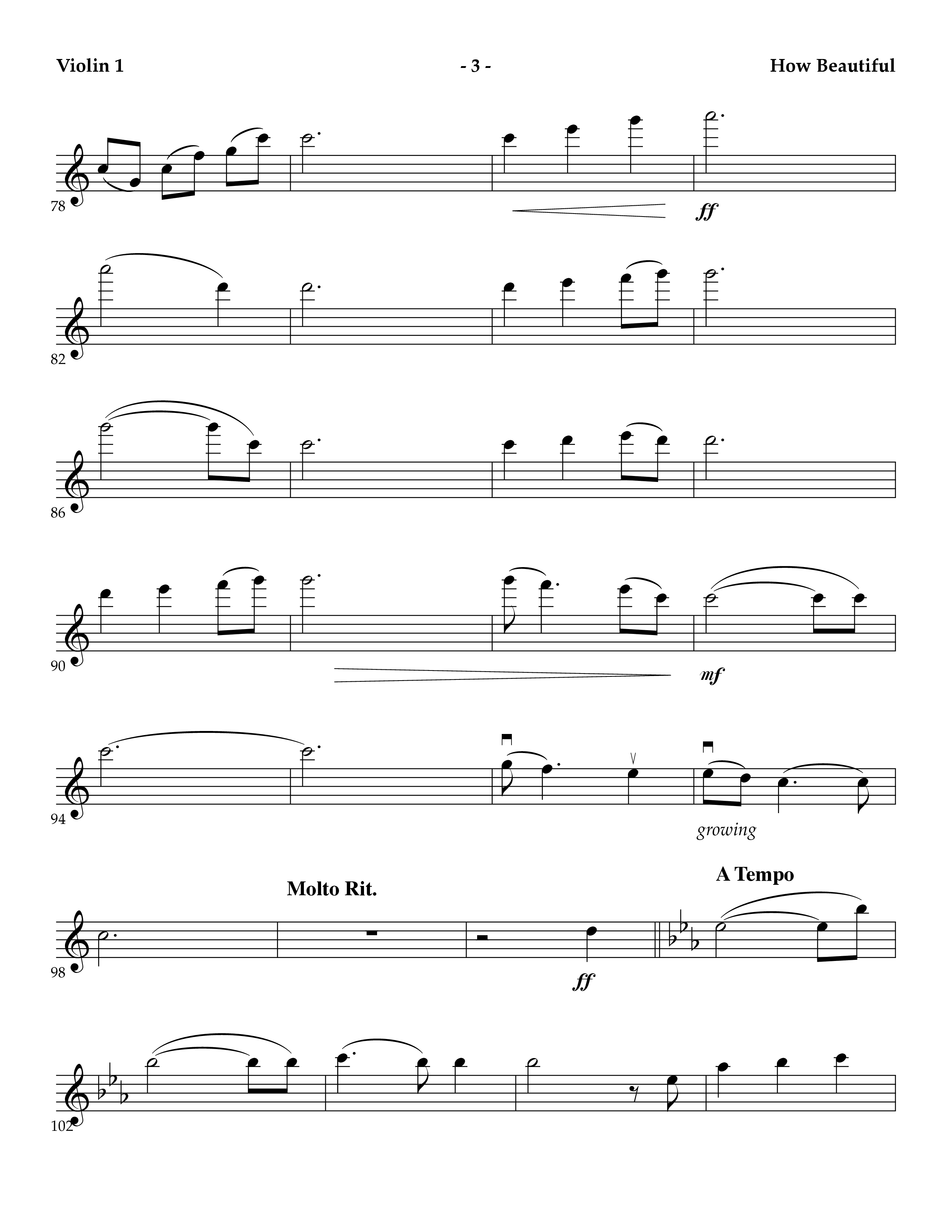 How Beautiful (Instrumental) Violin 1/2 (Lifeway Worship / Arr. Mark Johnson)