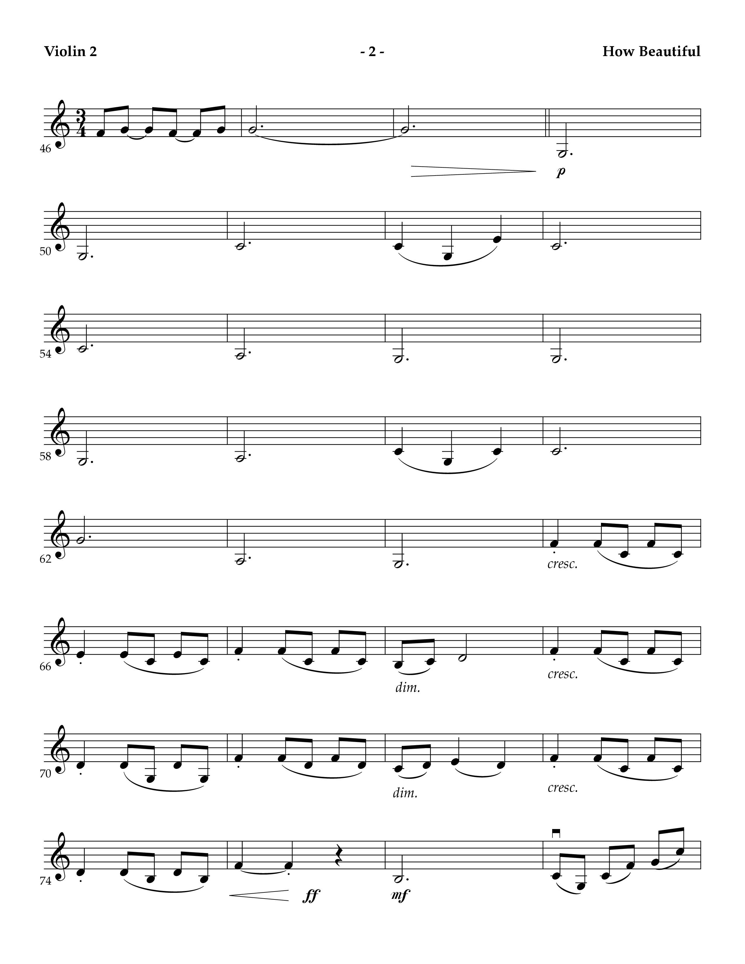 How Beautiful (Instrumental) Violin 2 (Lifeway Worship / Arr. Mark Johnson)