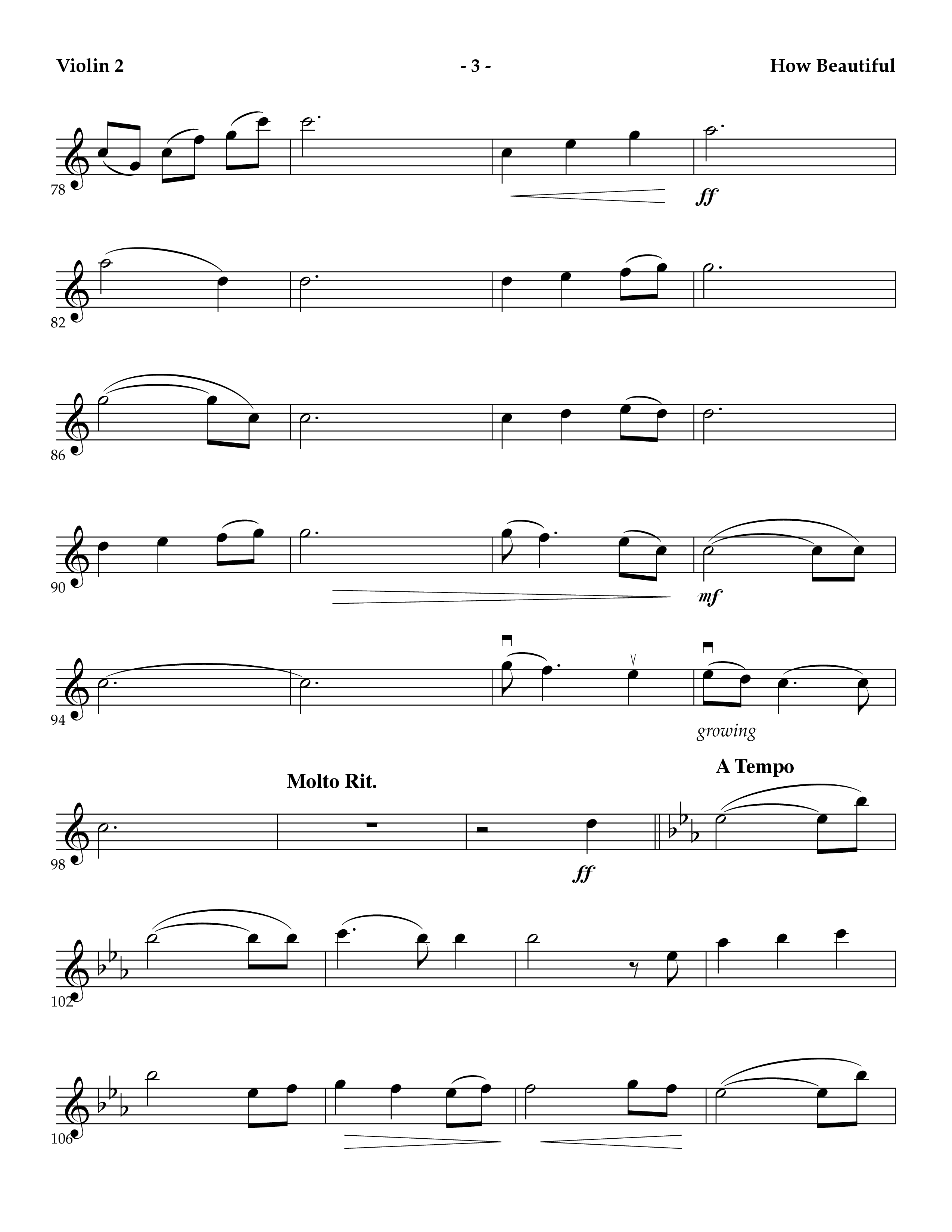 How Beautiful (Instrumental) Violin 2 (Lifeway Worship / Arr. Mark Johnson)