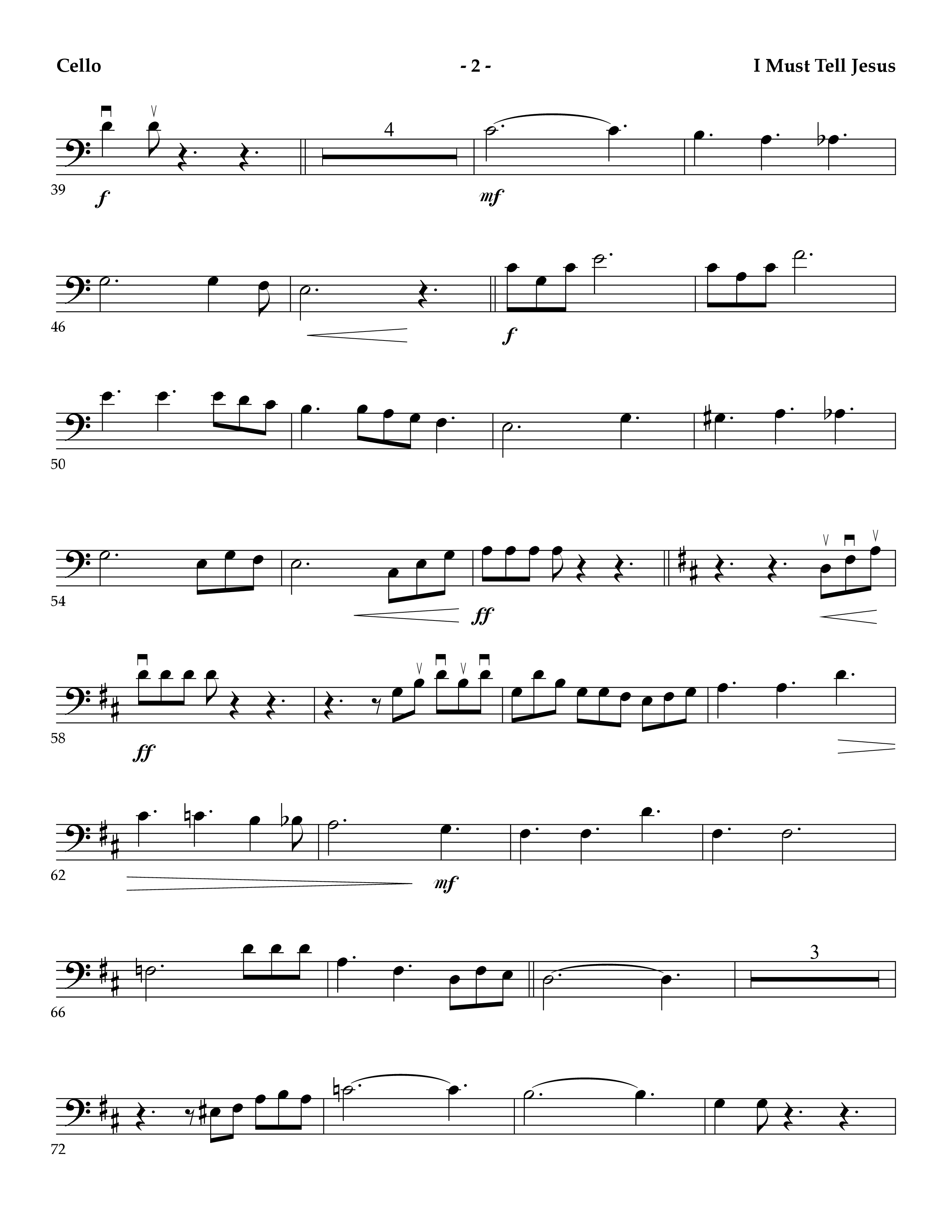 I Must Tell Jesus (Instrumental) Cello (Lifeway Worship / Arr. Mark Johnson)