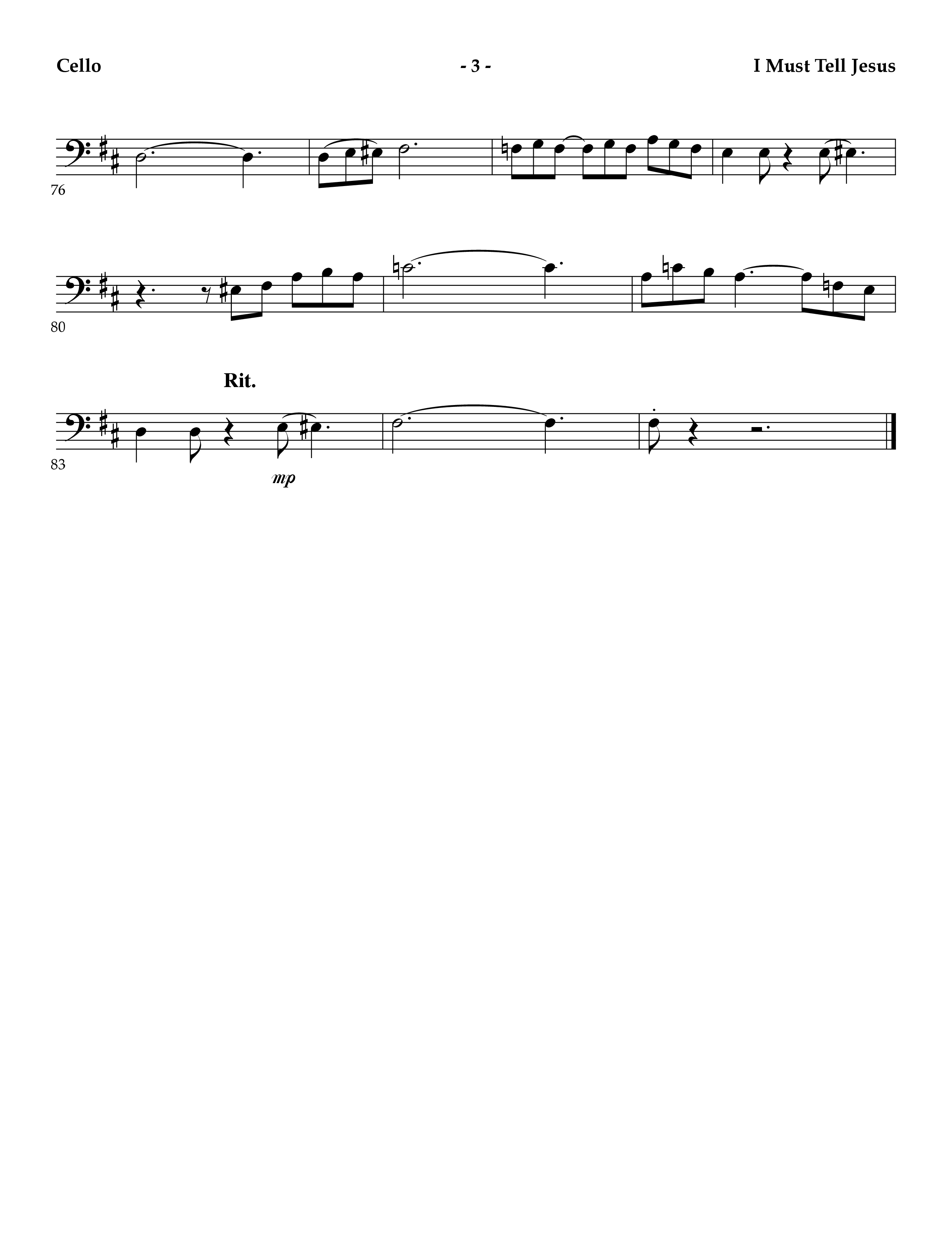 I Must Tell Jesus (Instrumental) Cello (Lifeway Worship / Arr. Mark Johnson)