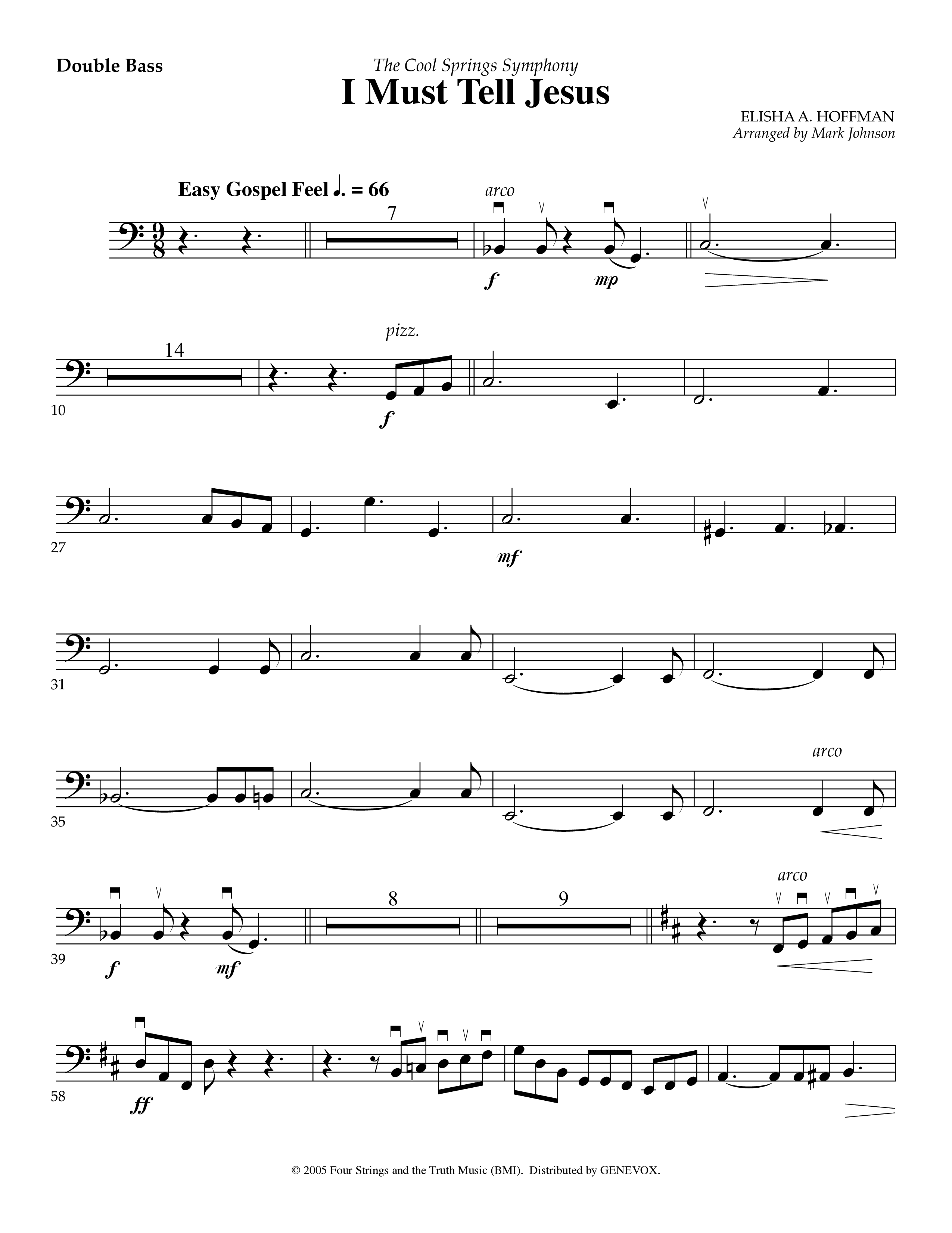I Must Tell Jesus (Instrumental) Double Bass (Lifeway Worship / Arr. Mark Johnson)