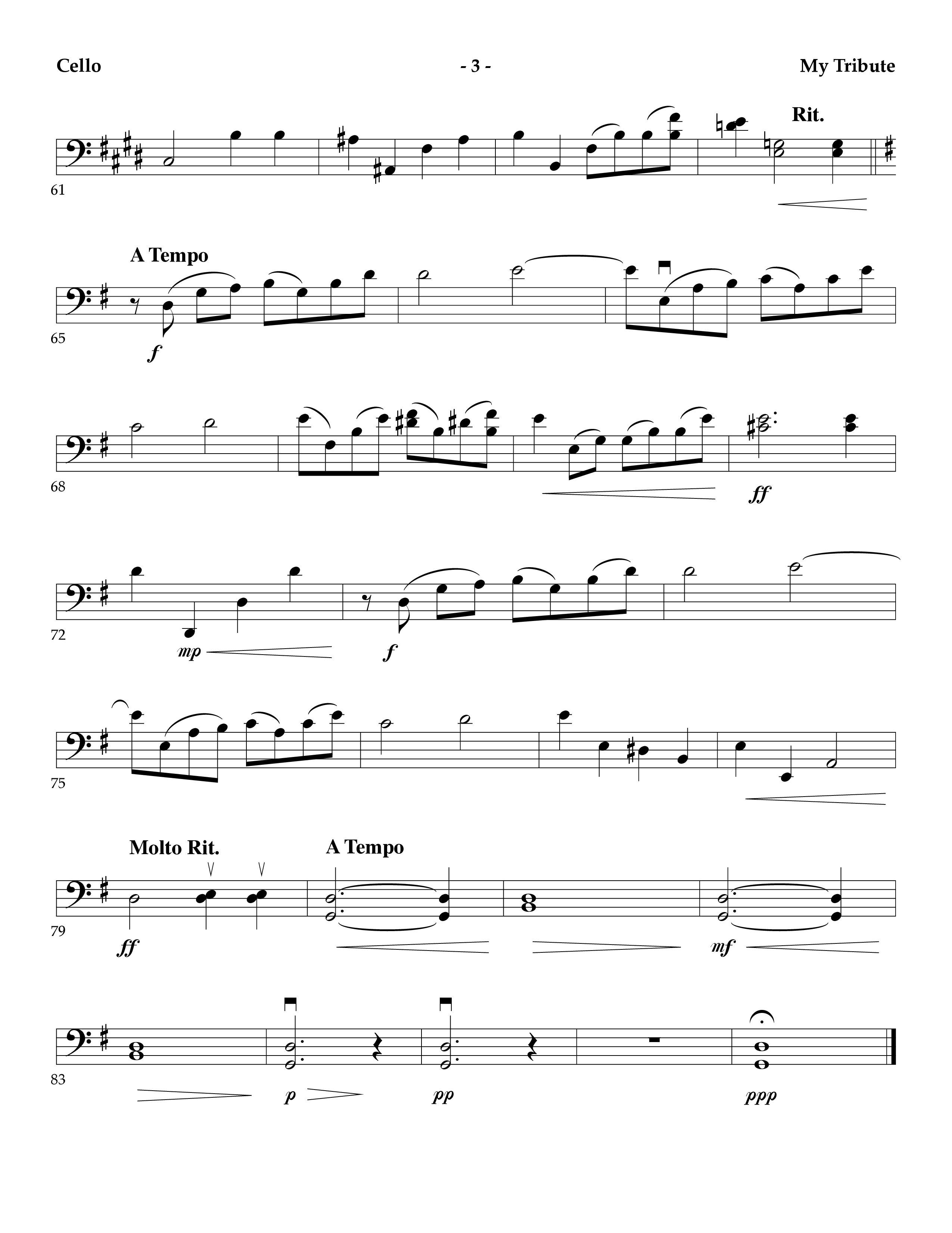 My Tribute (Instrumental) Cello (Lifeway Worship / Arr. Mark Johnson)