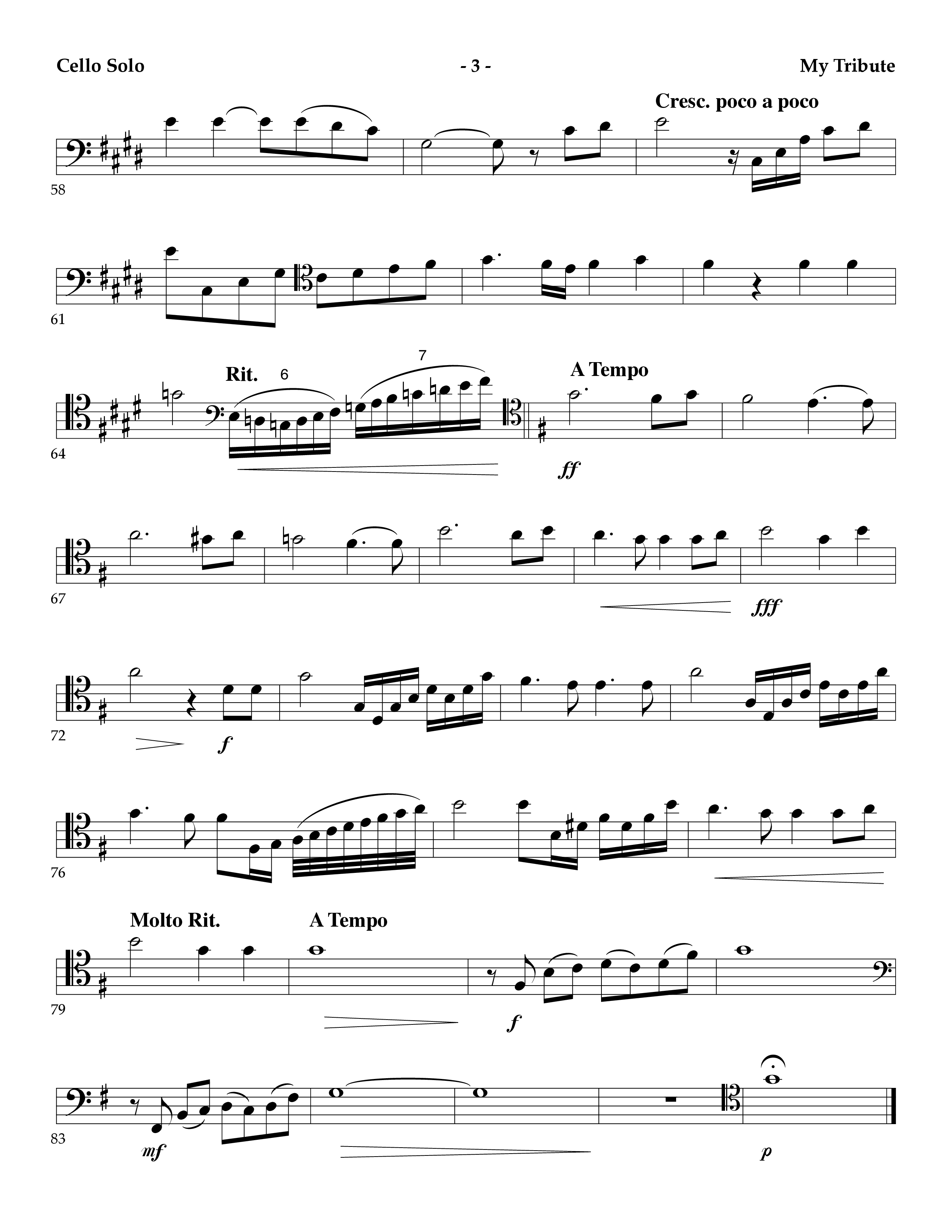 My Tribute (Instrumental) Cello Solo (Lifeway Worship / Arr. Mark Johnson)