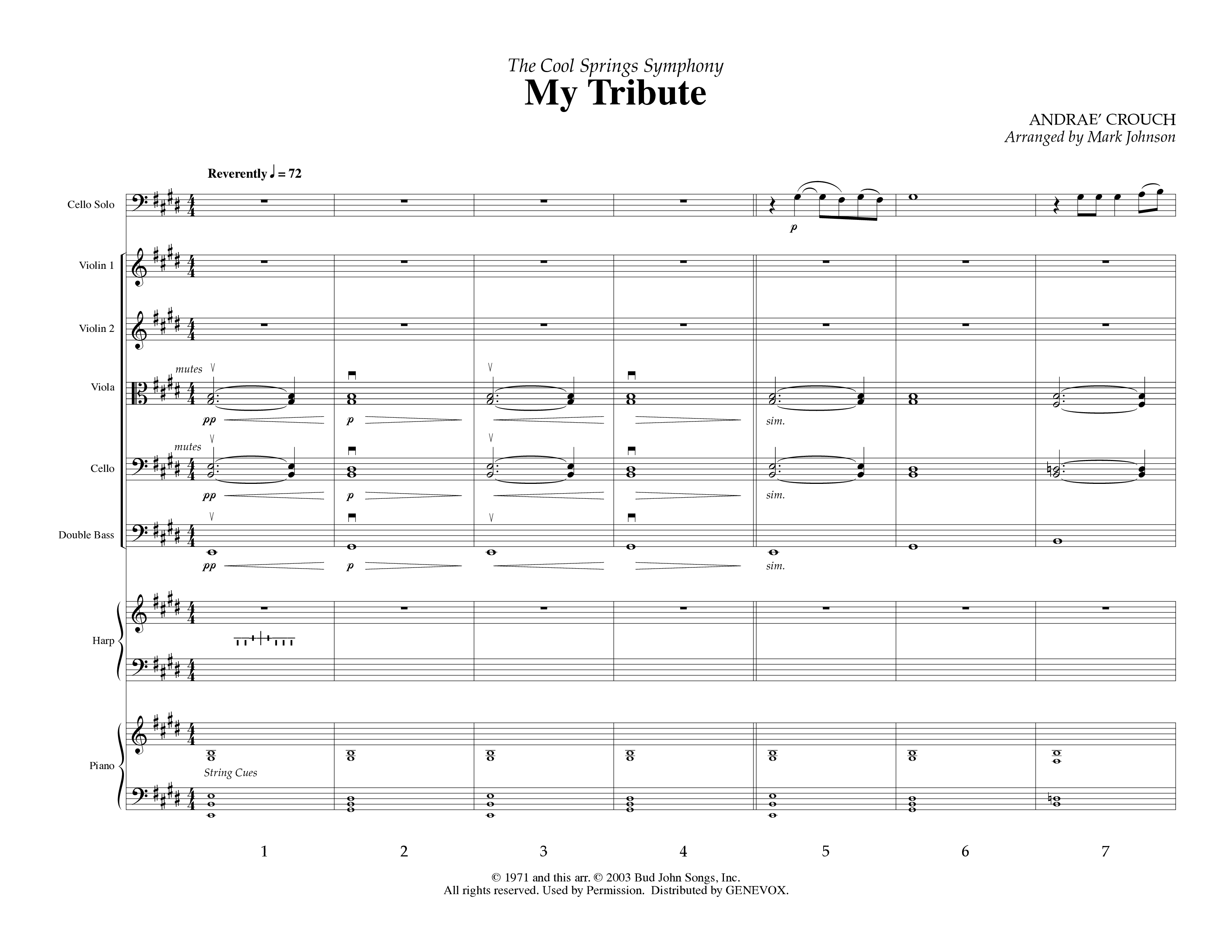My Tribute (Instrumental) Orchestration (Lifeway Worship / Arr. Mark Johnson)