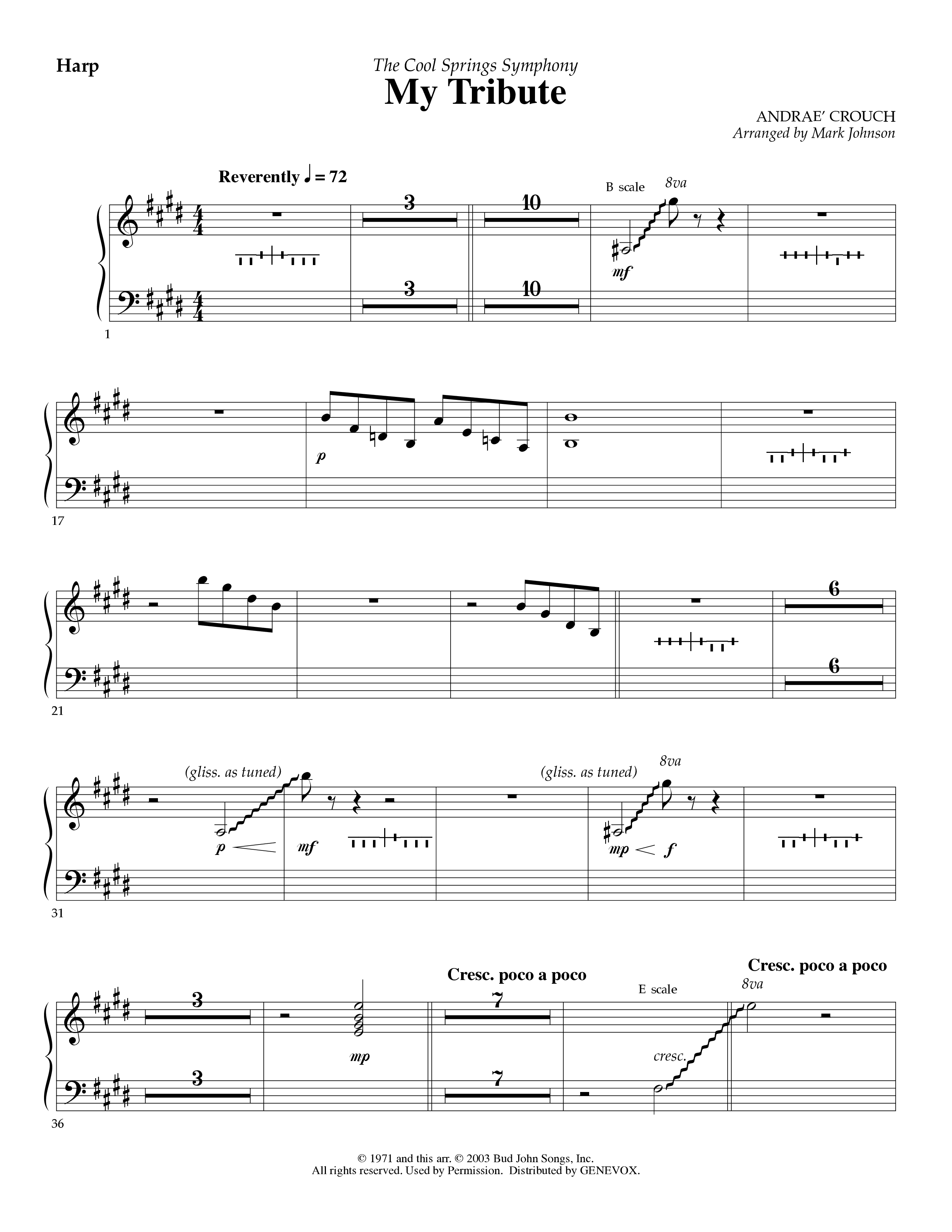 My Tribute (Instrumental) Harp (Lifeway Worship / Arr. Mark Johnson)