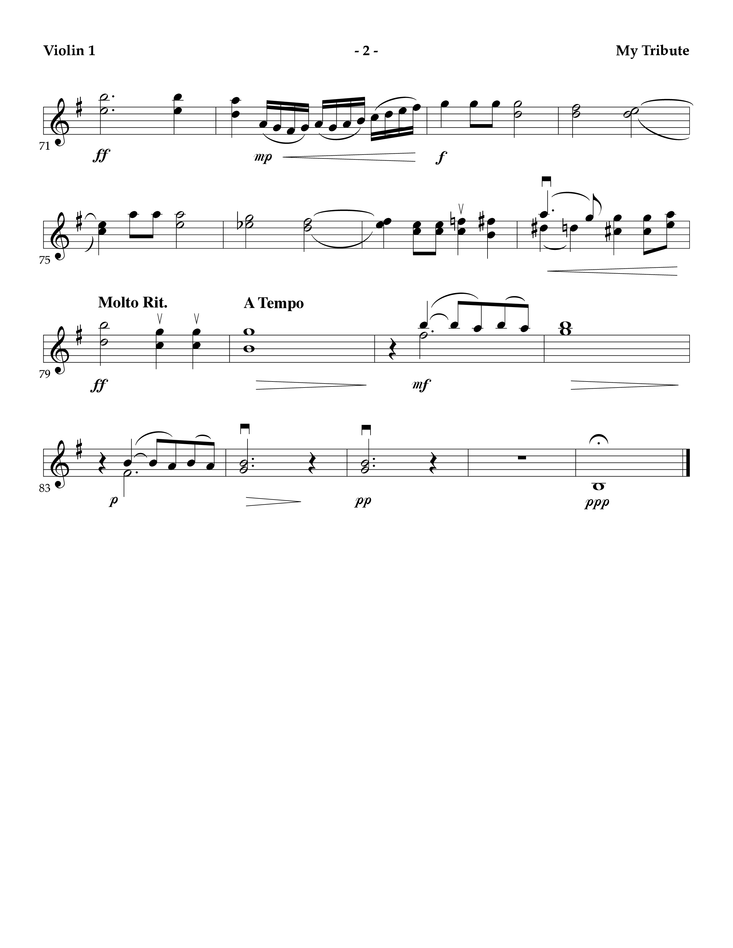 My Tribute (Instrumental) Violin 1 (Lifeway Worship / Arr. Mark Johnson)