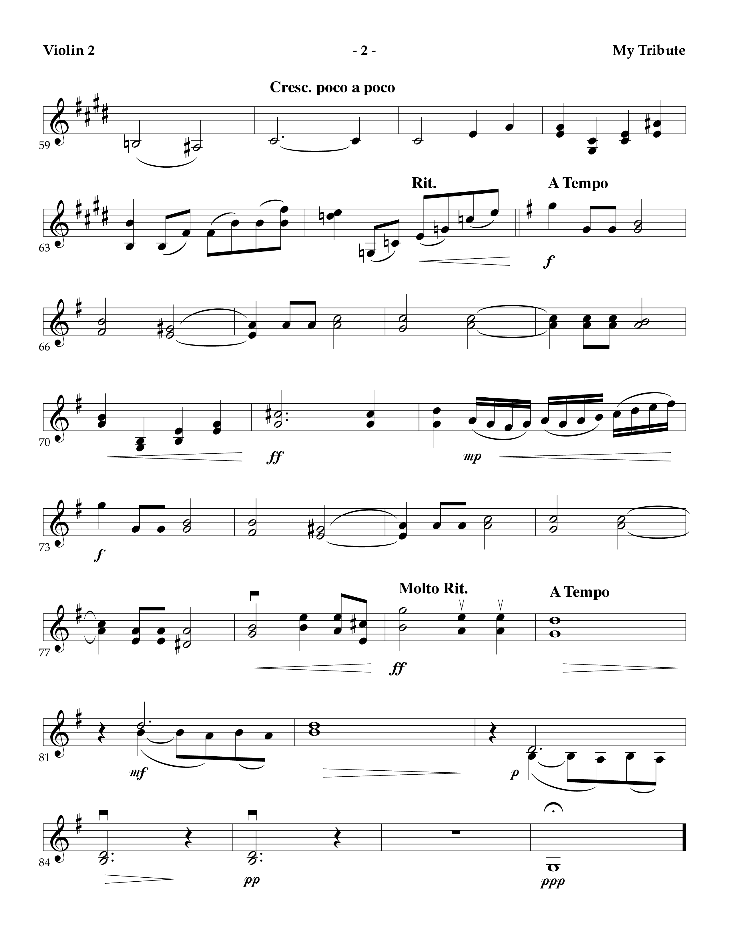 My Tribute (Instrumental) Violin 2 (Lifeway Worship / Arr. Mark Johnson)