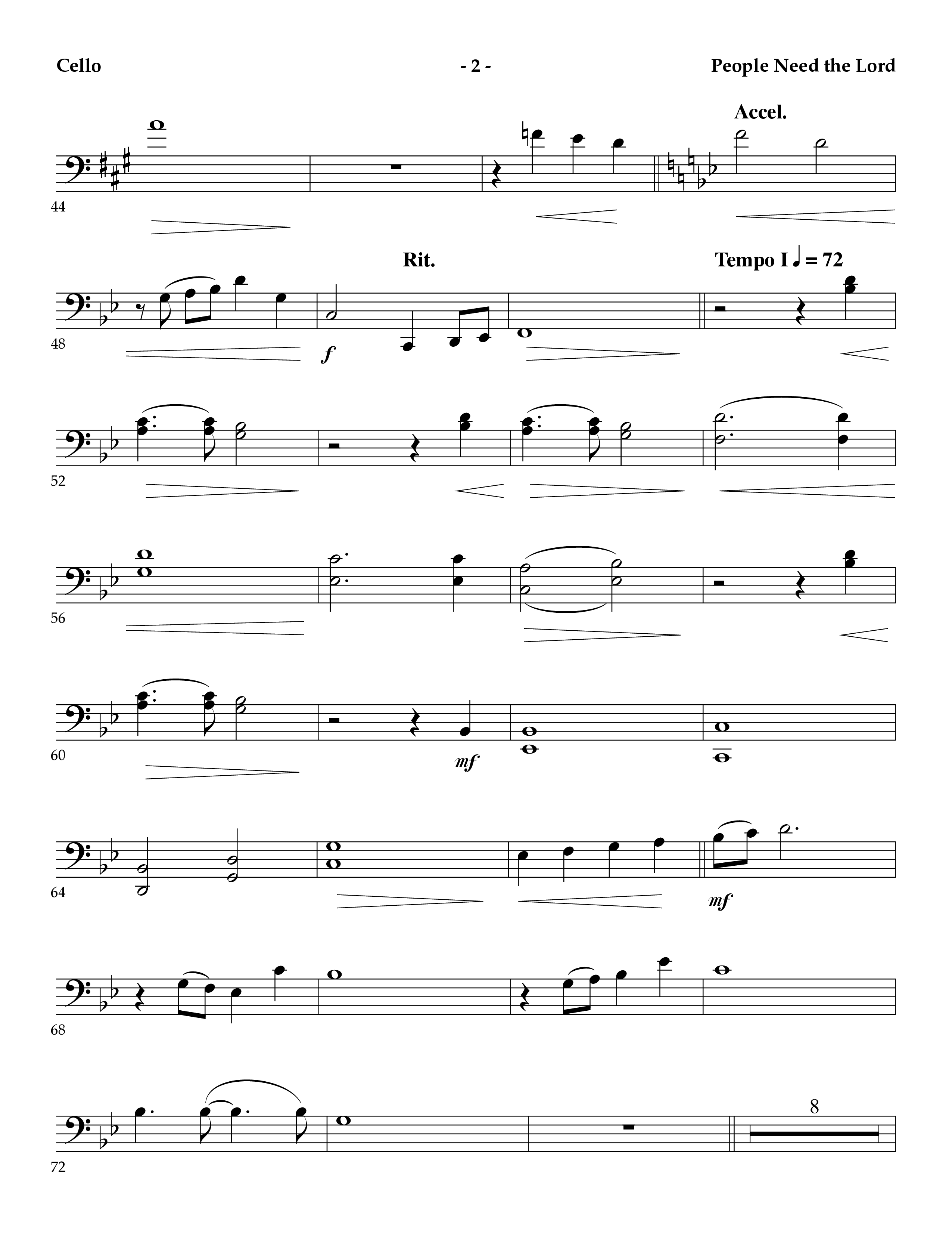 People Need The Lord (Instrumental) Cello (Lifeway Worship / Arr. Mark Johnson)