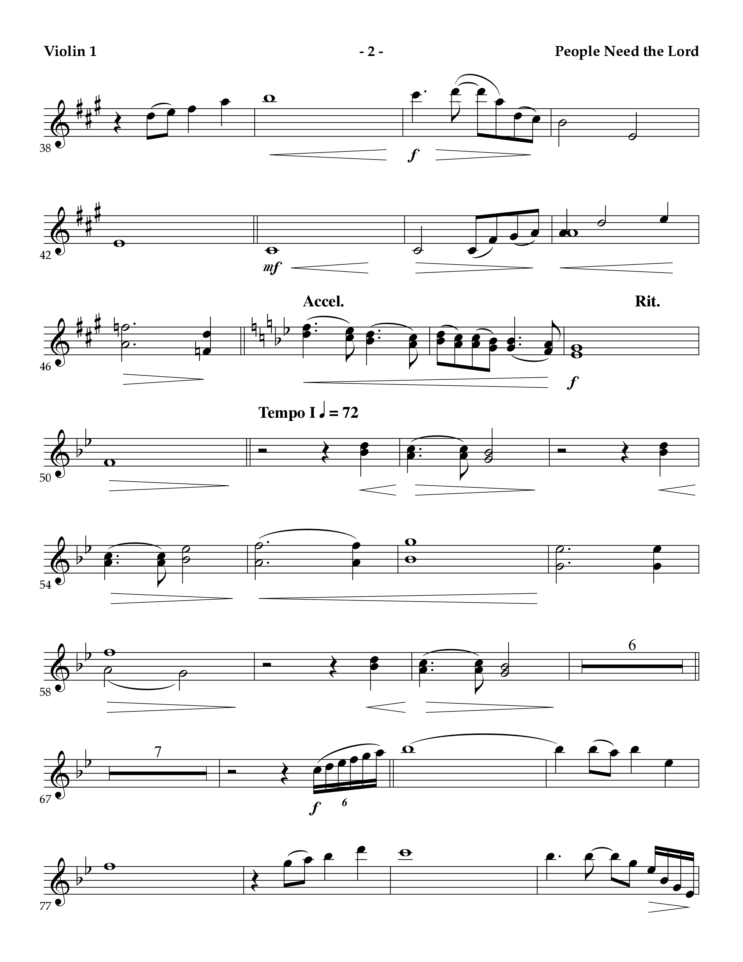 People Need The Lord (Instrumental) Violin 1 (Lifeway Worship / Arr. Mark Johnson)