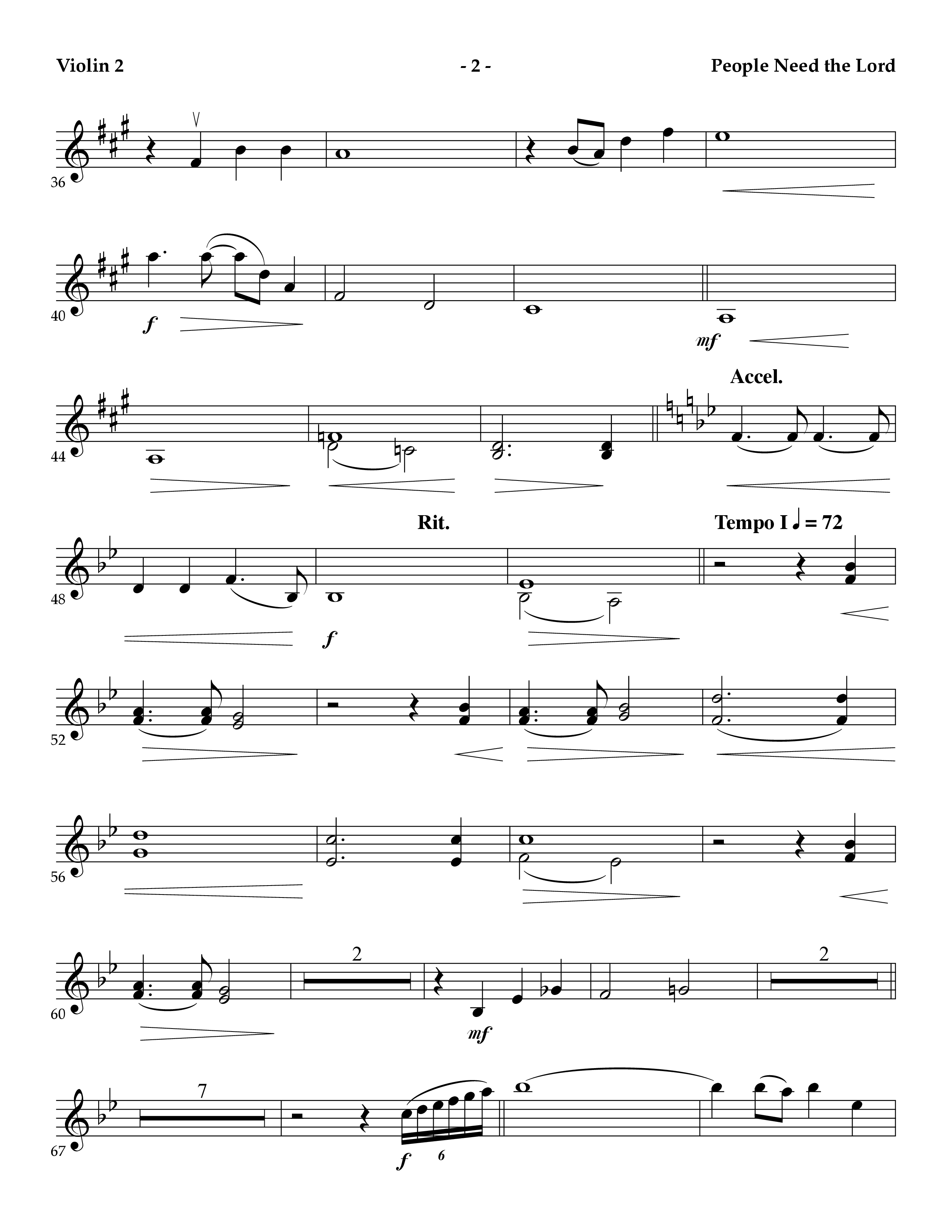 People Need The Lord (Instrumental) Violin 2 (Lifeway Worship / Arr. Mark Johnson)