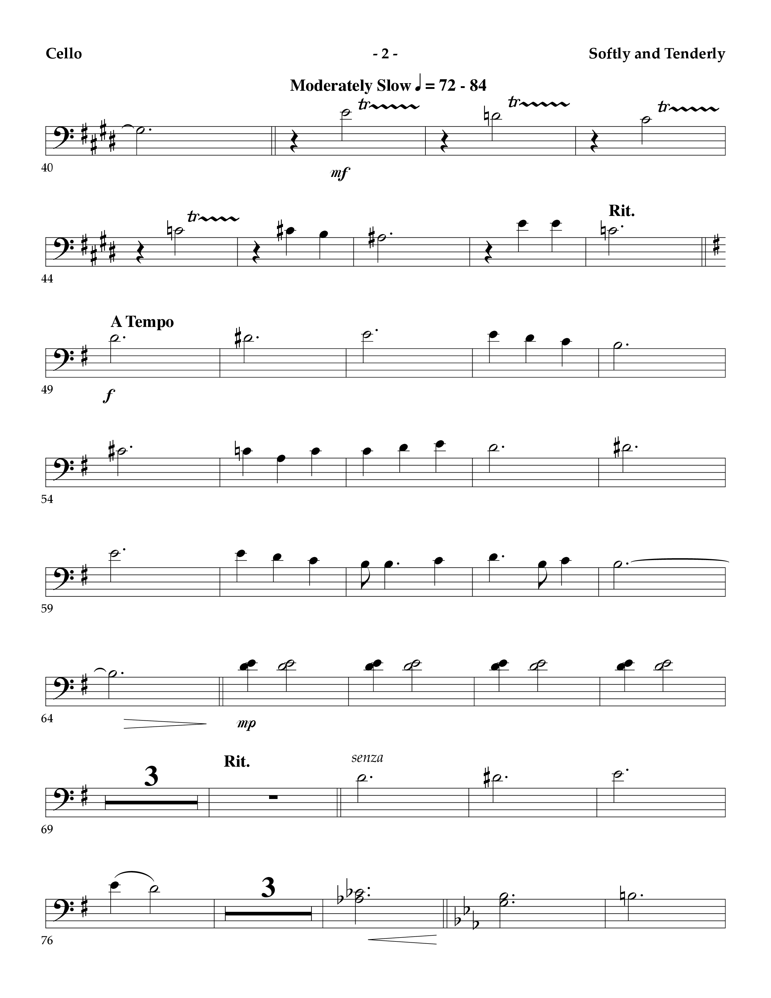 Softly And Tenderly (Instrumental) Cello (Lifeway Worship / Arr. Mark Johnson)