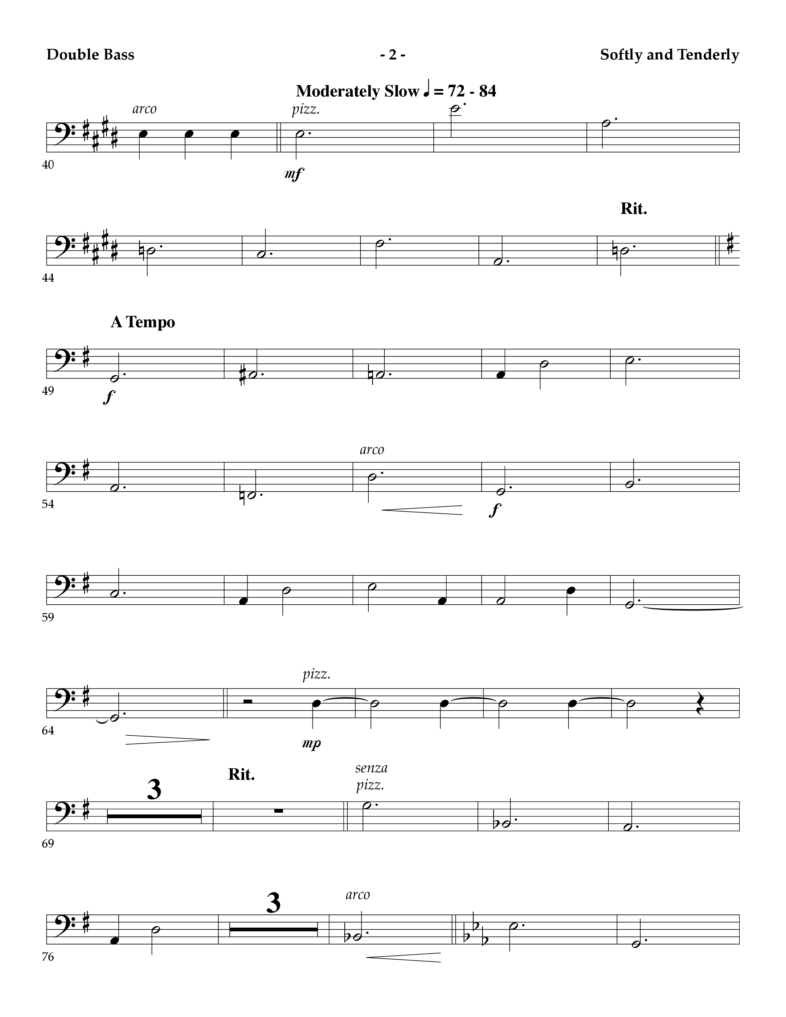 Softly And Tenderly (Instrumental) Double Bass (Lifeway Worship / Arr. Mark Johnson)