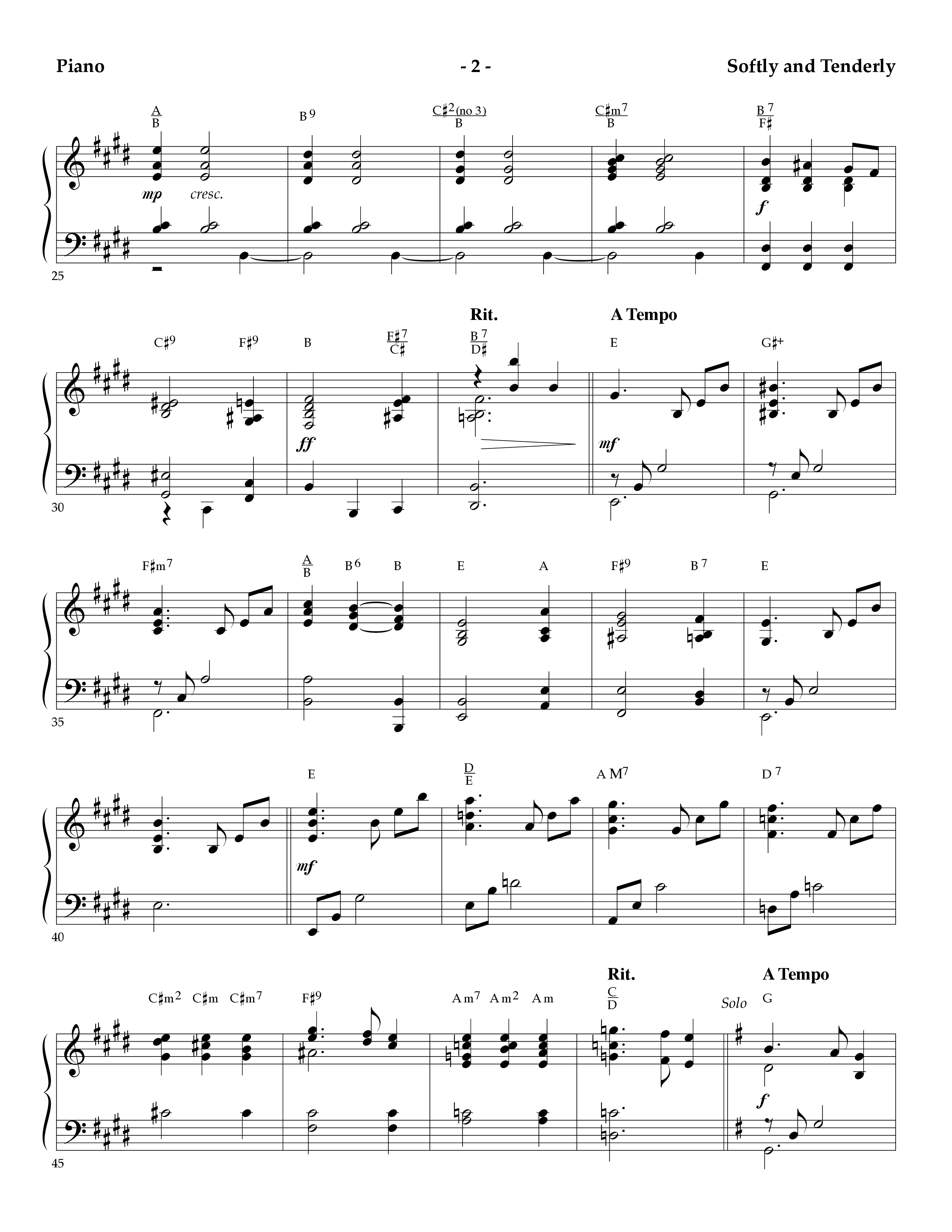 Softly And Tenderly (Instrumental) Piano Sheet (Lifeway Worship / Arr. Mark Johnson)