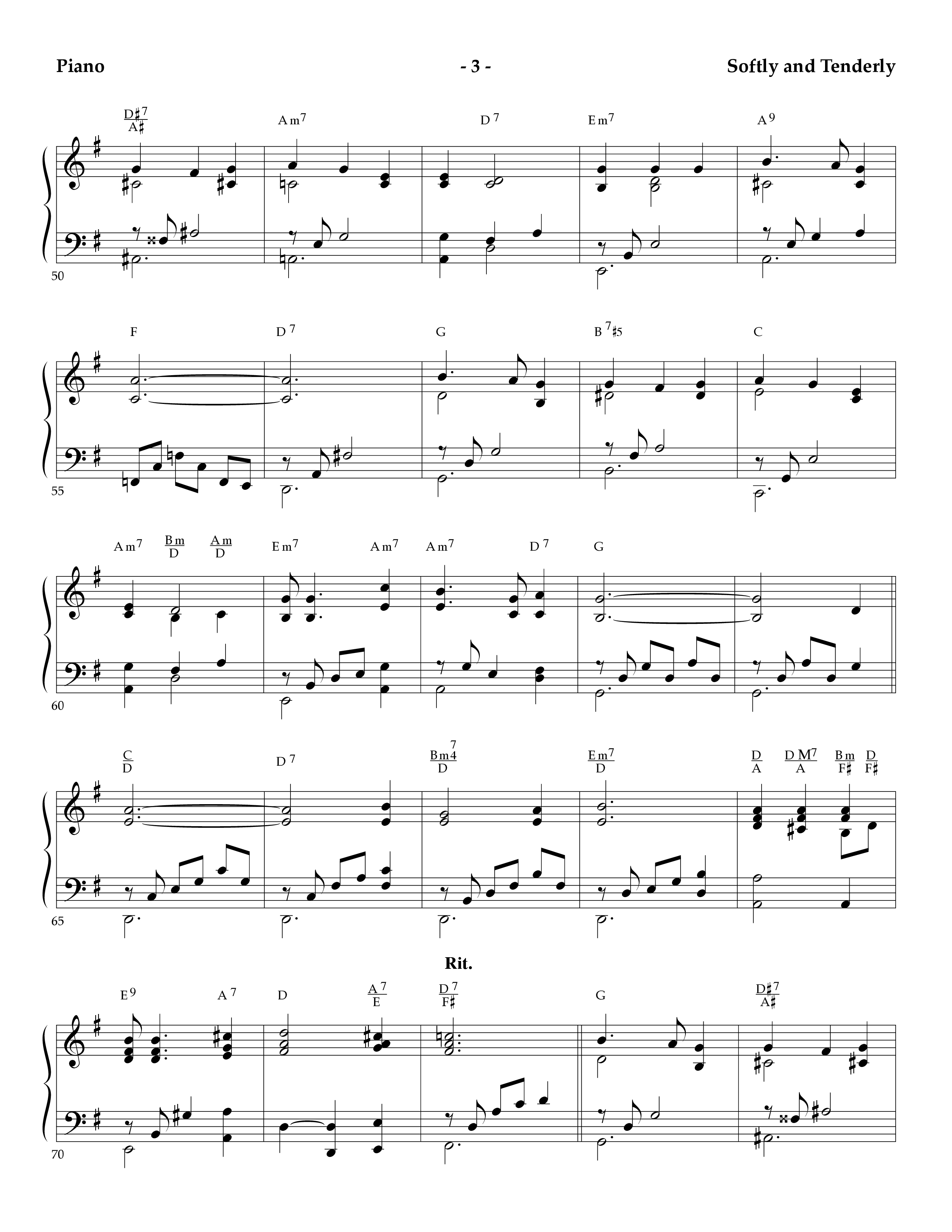 Softly And Tenderly (Instrumental) Piano Sheet (Lifeway Worship / Arr. Mark Johnson)