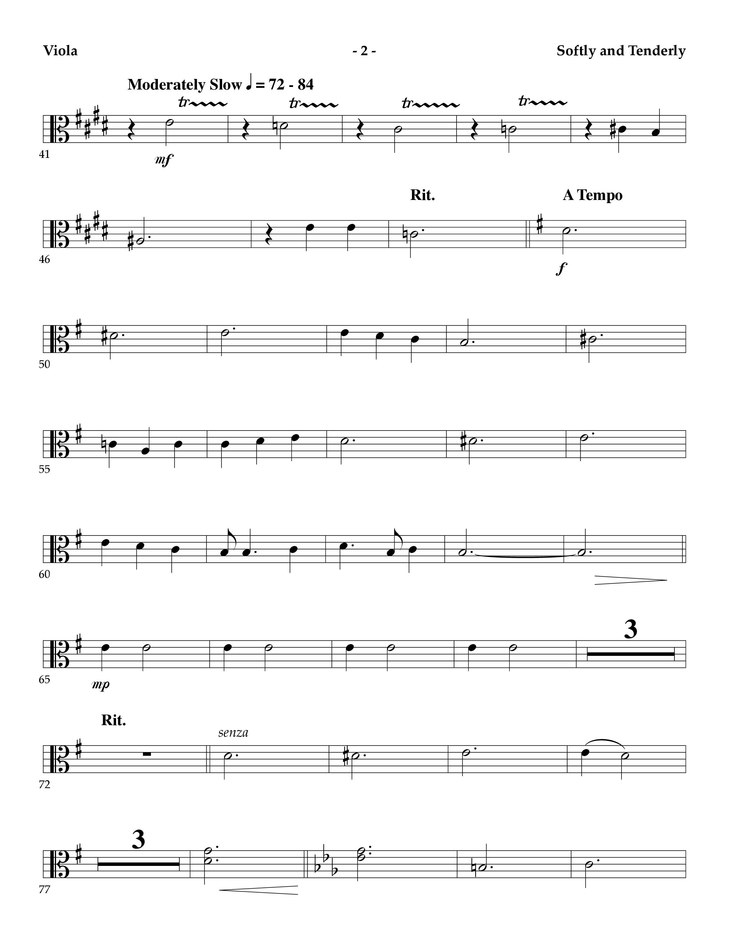 Softly And Tenderly (Instrumental) Viola (Lifeway Worship / Arr. Mark Johnson)