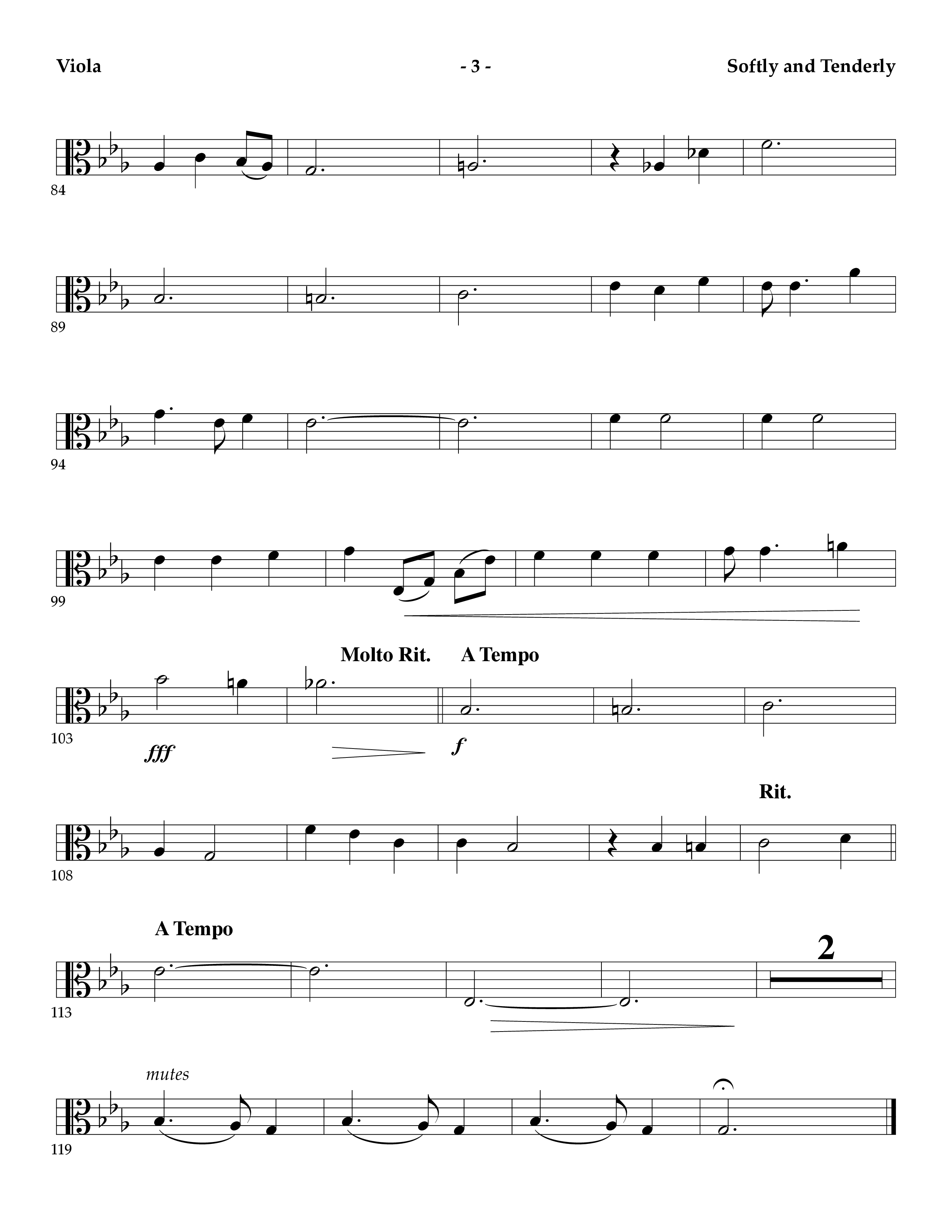 Softly And Tenderly (Instrumental) Viola (Lifeway Worship / Arr. Mark Johnson)