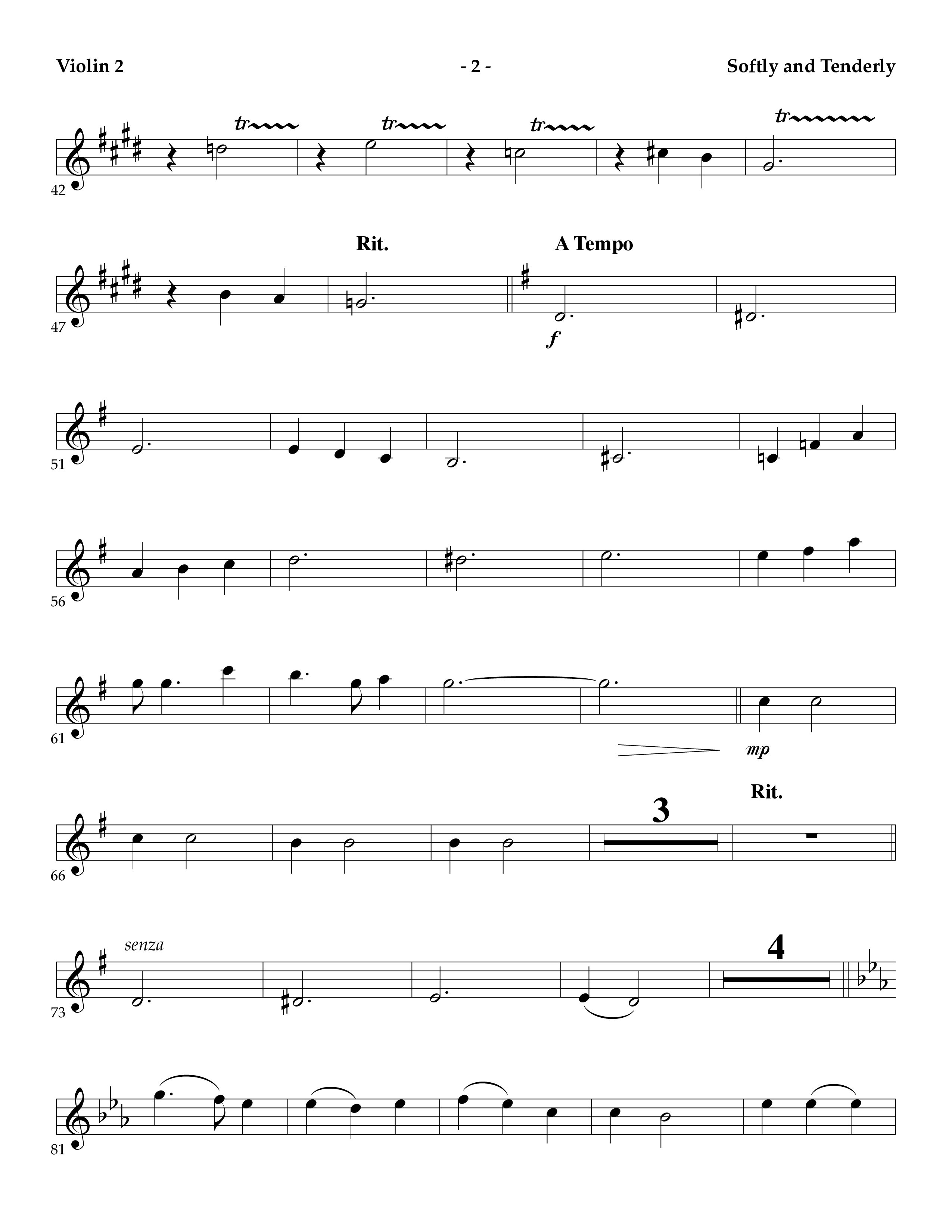 Softly And Tenderly (Instrumental) Violin 2 (Lifeway Worship / Arr. Mark Johnson)