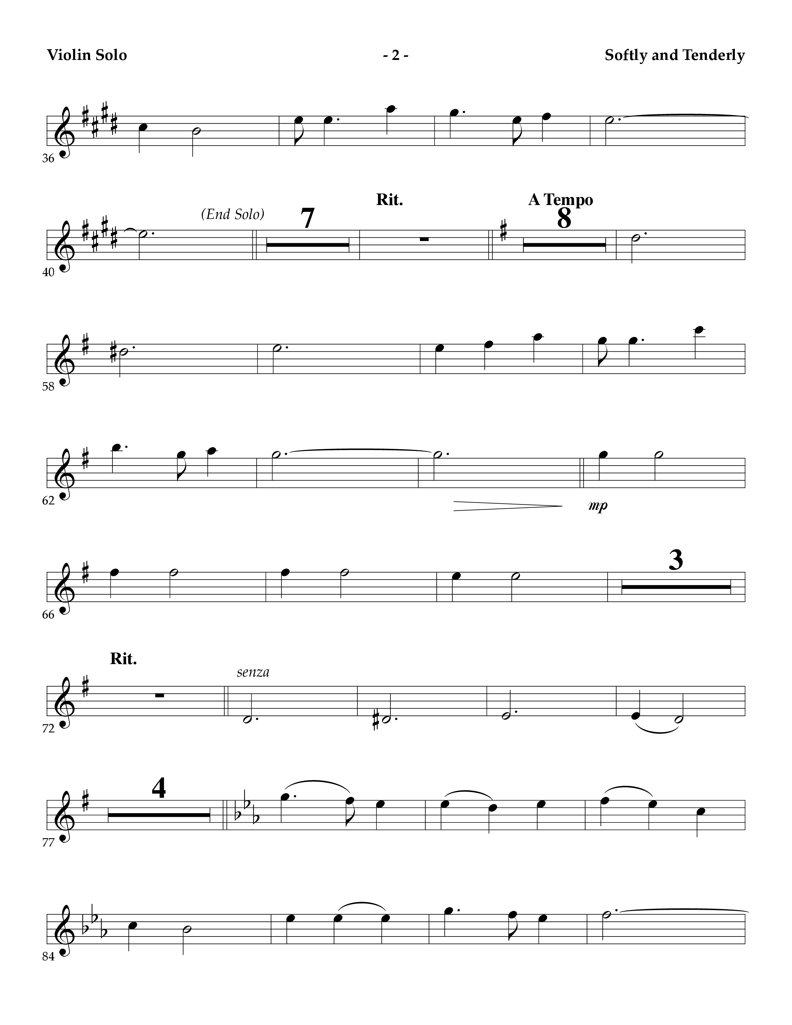 Softly And Tenderly (Instrumental) Violin Solo (Lifeway Worship / Arr. Mark Johnson)