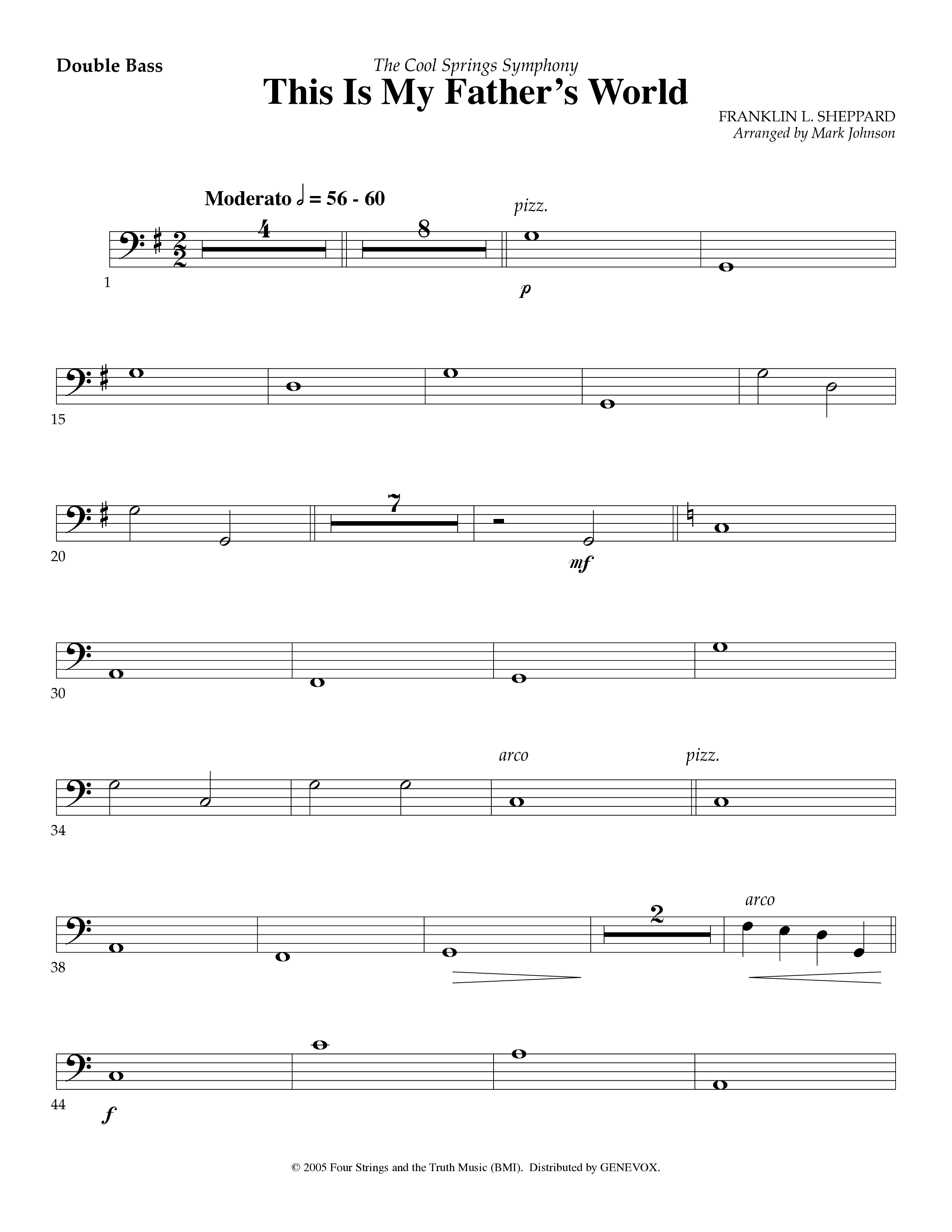 This Is My Father's World (Instrumental) Double Bass (Lifeway Worship / Arr. Mark Johnson)