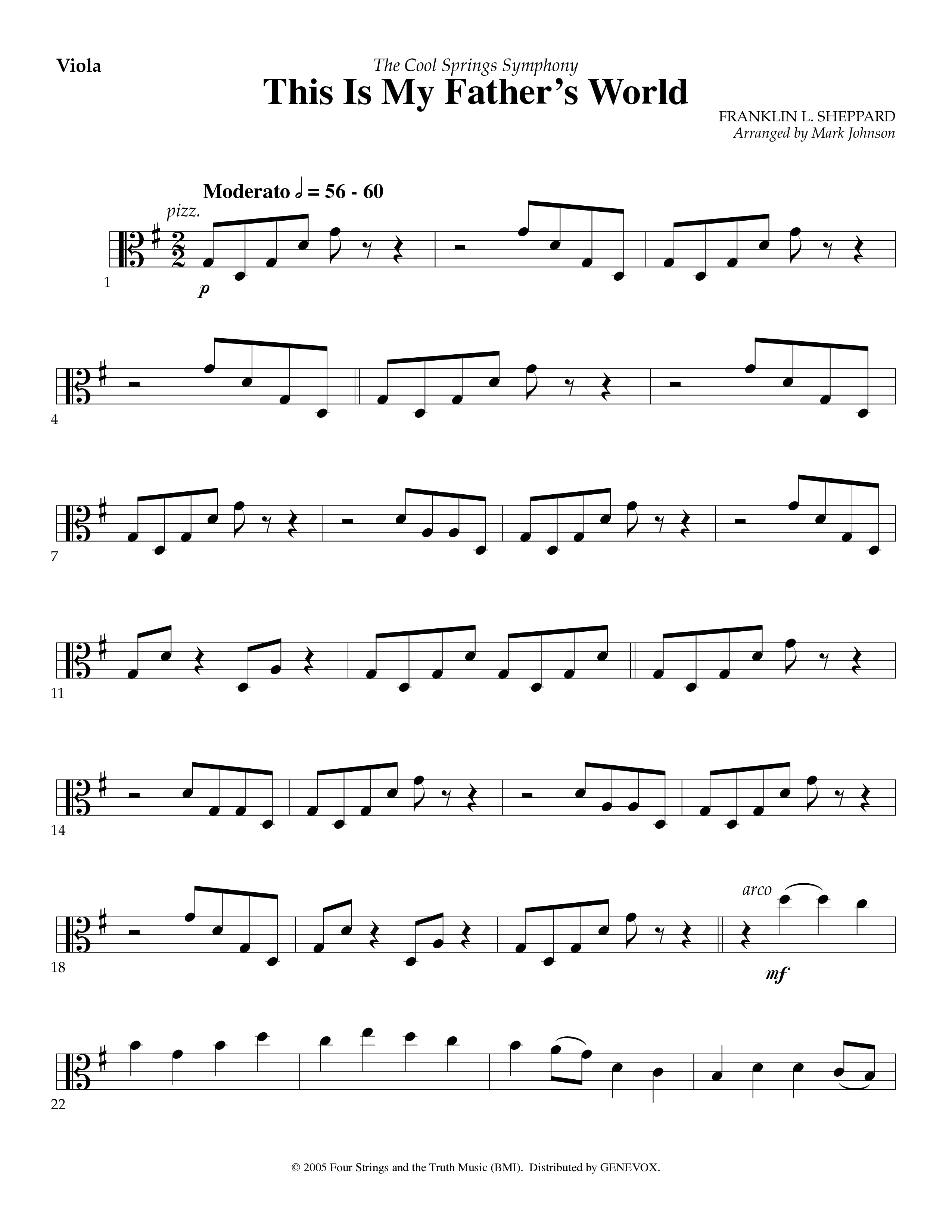 This Is My Father's World (Instrumental) Viola (Lifeway Worship / Arr. Mark Johnson)