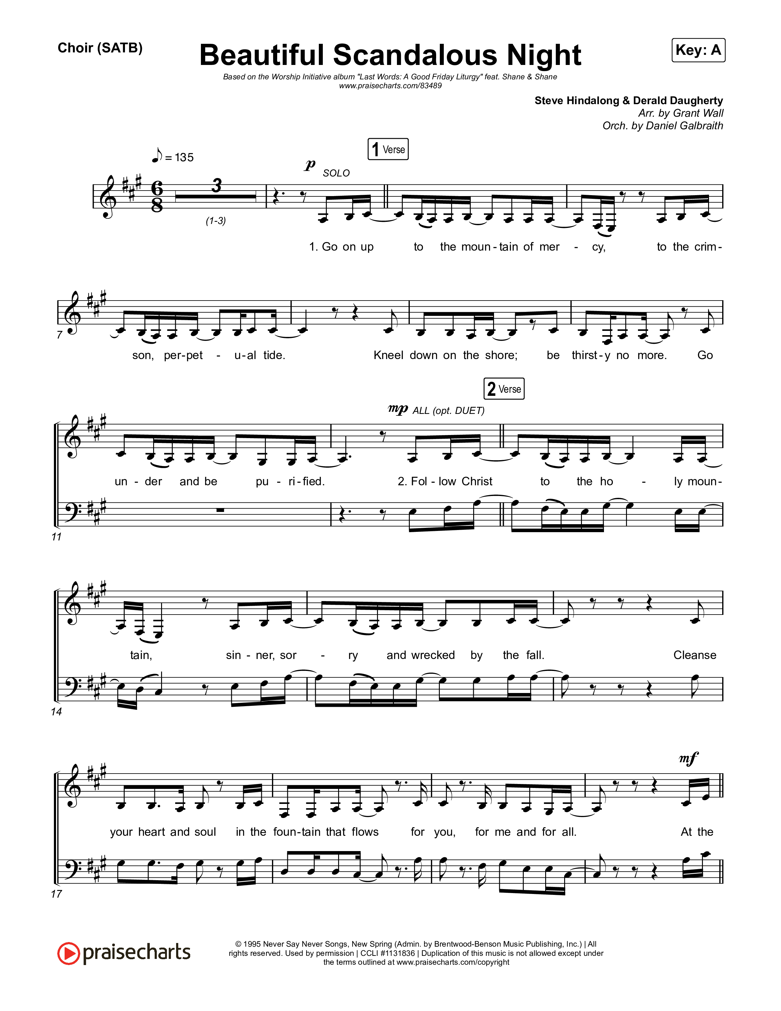 Beautiful Scandalous Night Choir Sheet (SATB) (Shane & Shane / The Worship Initiative)