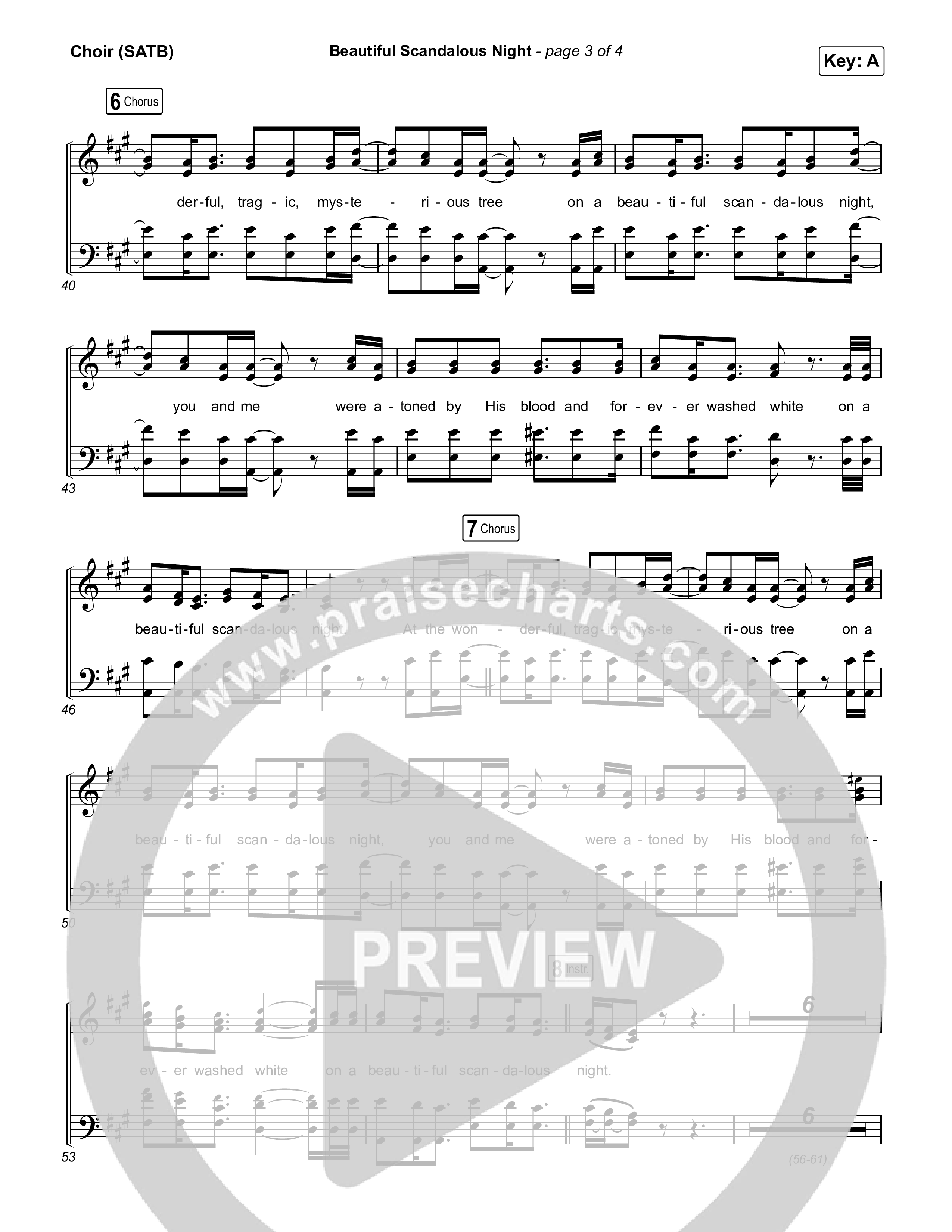 Beautiful Scandalous Night Choir Sheet (SATB) (Shane & Shane / The Worship Initiative)