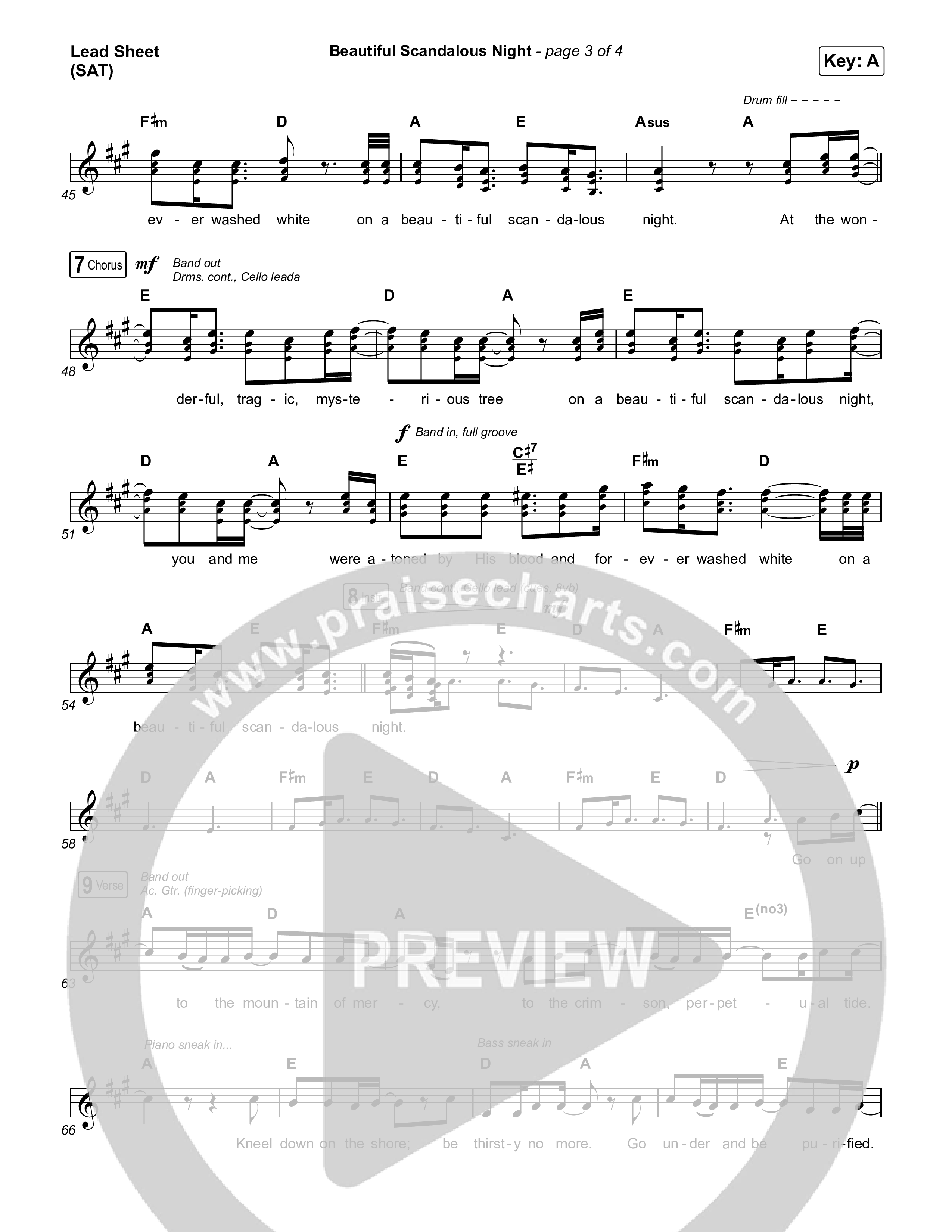 Beautiful Scandalous Night Lead Sheet (SAT) (Shane & Shane / The Worship Initiative)