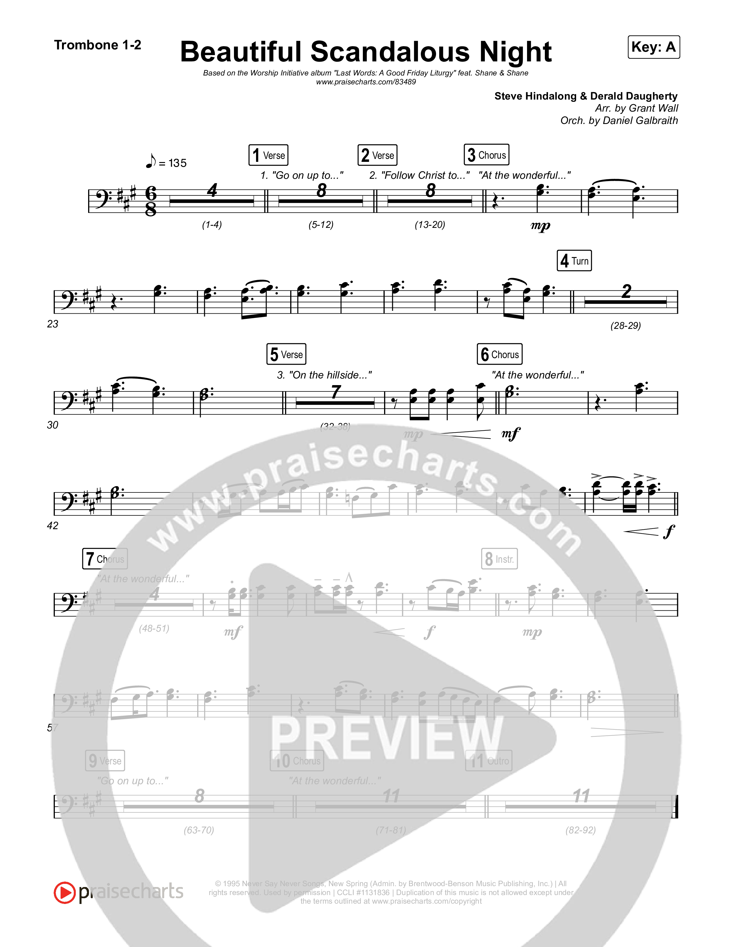 Beautiful Scandalous Night Trombone 1,2 (Shane & Shane / The Worship Initiative)