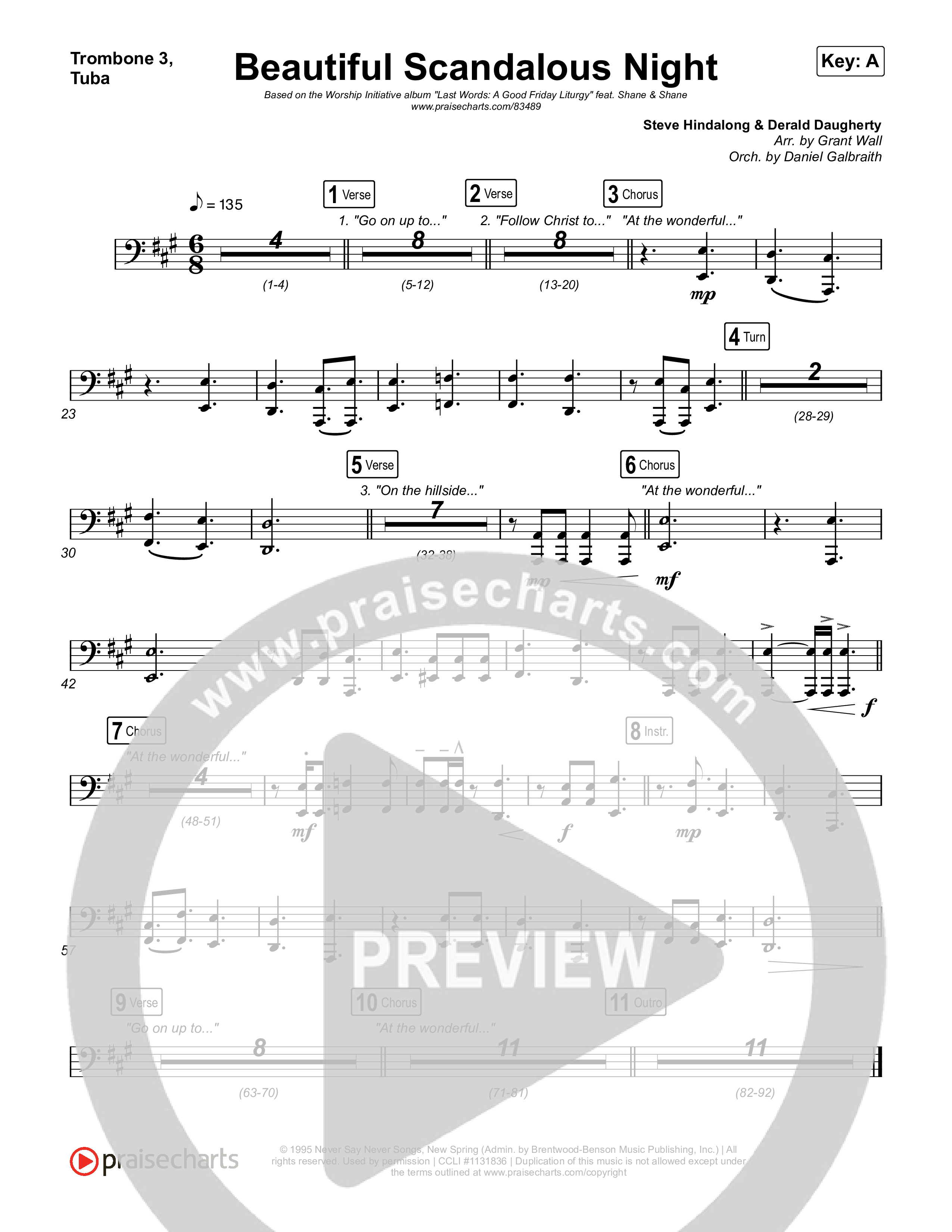 Beautiful Scandalous Night Trombone 1,2 (Shane & Shane / The Worship Initiative)